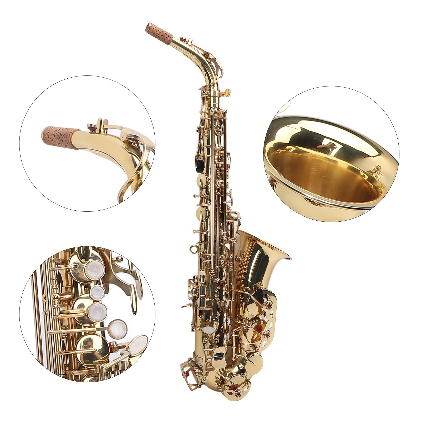 Sassofono Mib Alto, Kit Professionale per Sassofono Mib Alto in Ottone con Custodia per Trasporto e Cinghie per Bocchino for Studenti, Principianti, Professionisti