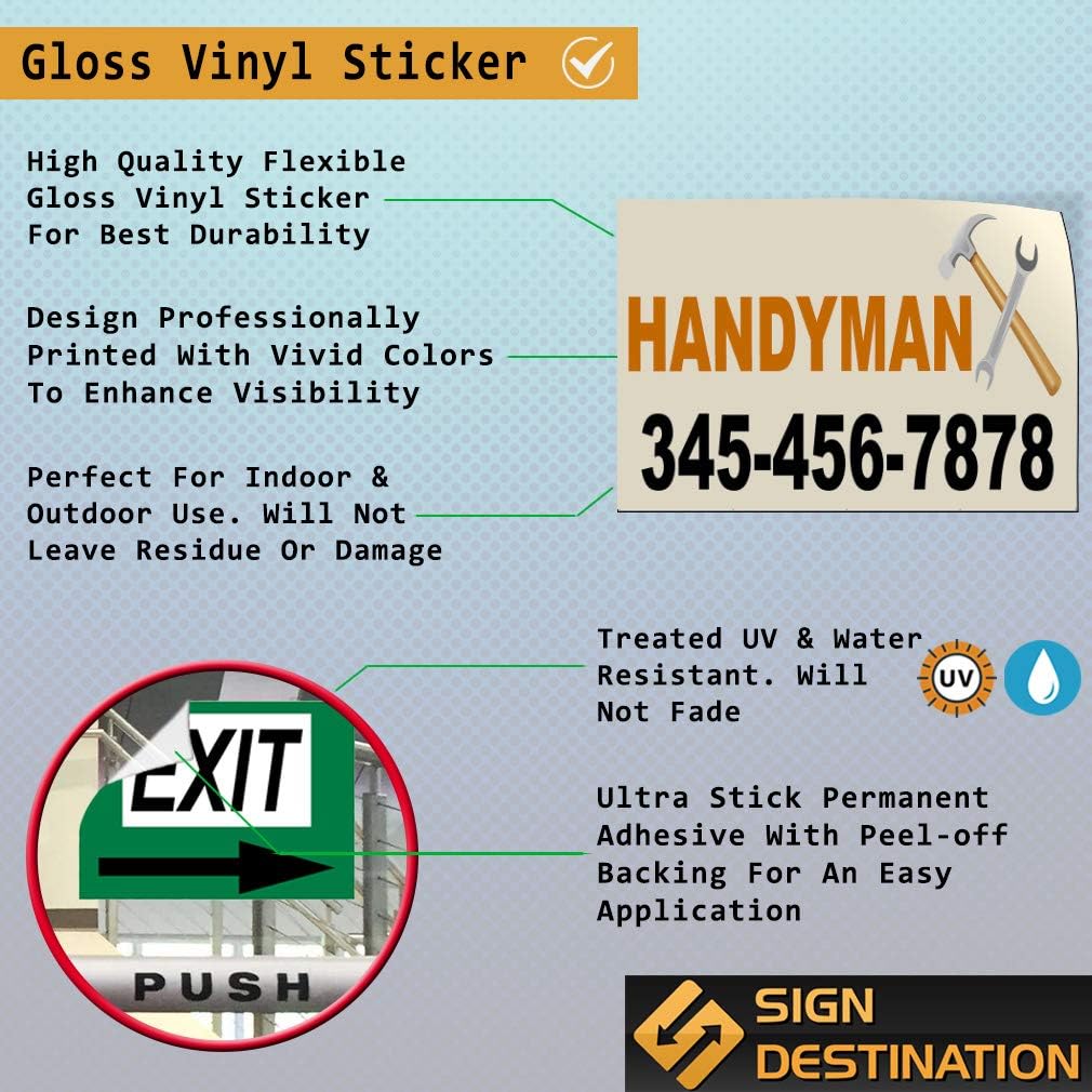 Custom Door Decals Vinyl Stickers Multiple Sizes Handyman Phone Number Business Handyman Outdoor Luggage & Bumper Stickers for Cars Orange 24X18Inches 1 Sticker