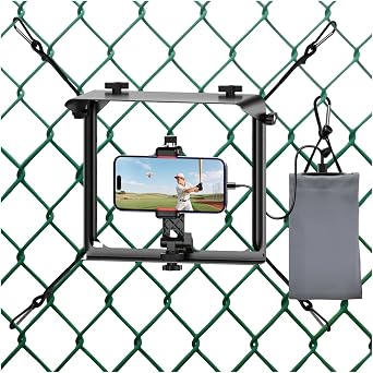 Phone Fence Mount with Shade for Game Mounting Kit iPhone, Mevo Start, GoPro and Other Action Cameras, 360 Rotation Streaming with Power Storage Bag, for Recording Baseball, Tennis, Soccer