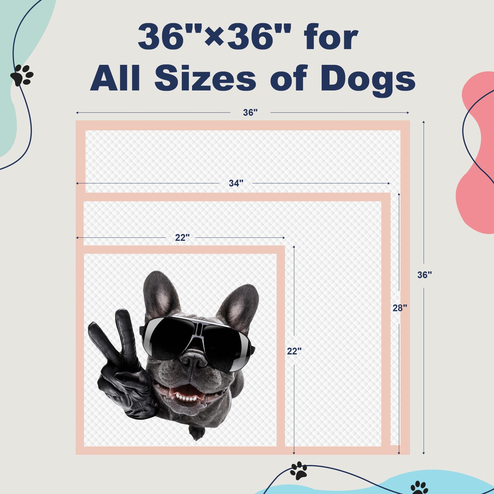 50 Super Absorbent Dog Puppy Training Pads - Extra Large 23x36" Wee Wee Pads