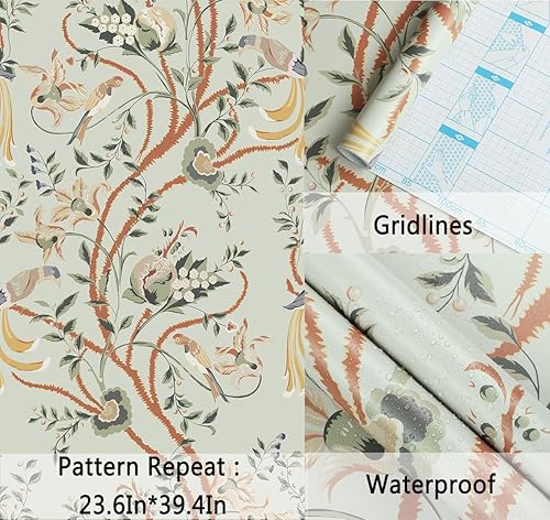 Miniatura 9 de Guvana 16.14"X118" Boho Peel and Stick Wallpaper Forest Contact Paper Blue Background Wallpaper Jungle Contact Paper Self Adhesive Wallpaper DIY