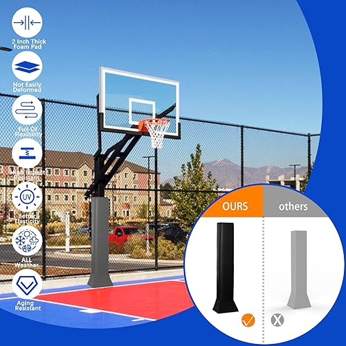Miniatura 22 de Base Padding Basketball Square Base Pads Heavy Duty Base Padding Square Pad Outdoor Fits 4"x4", 5"x5", 6"x6",6"x8", 8"x8" Bases Waterproof Negro