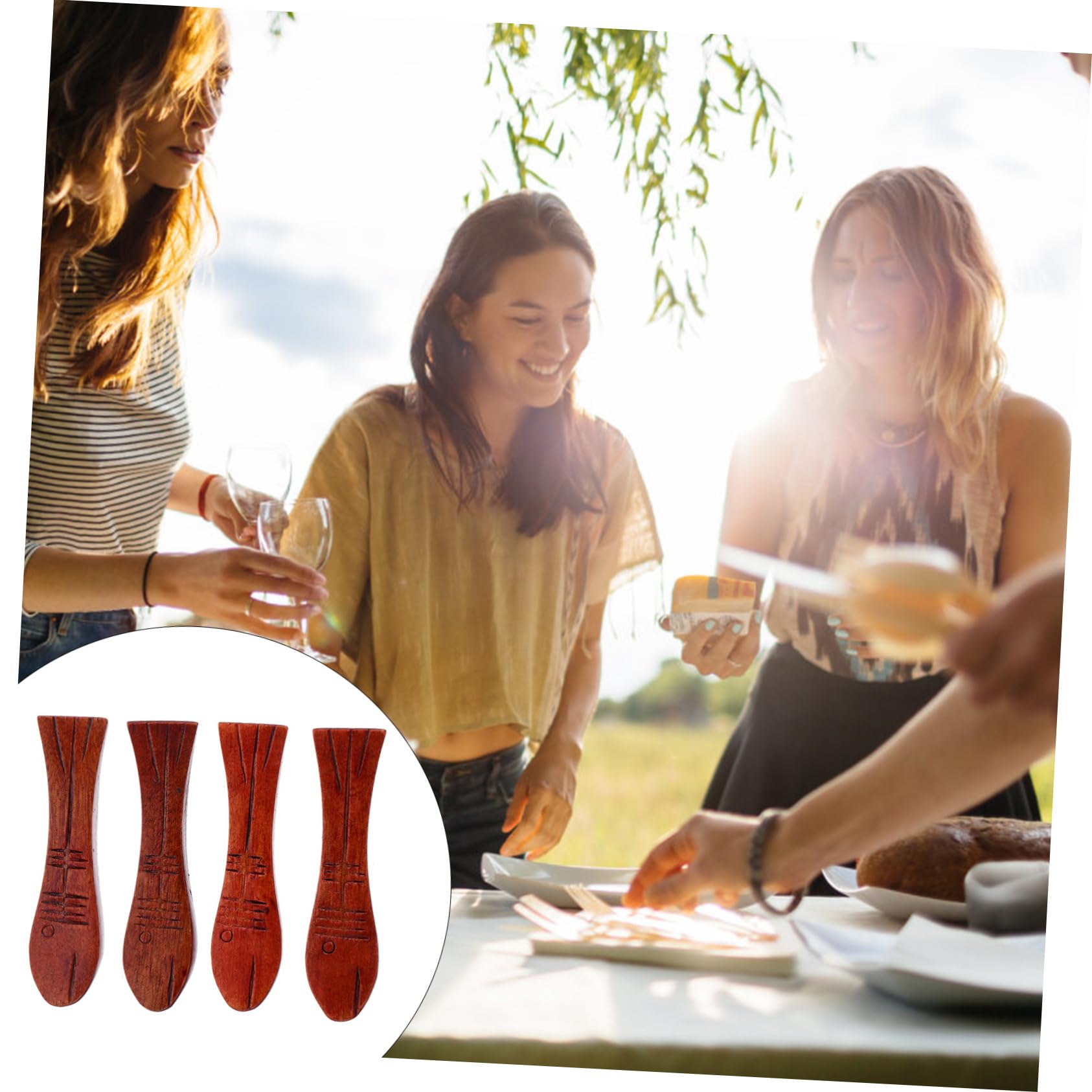 PRETYZOOM 4pcs Chopstick Rest Dinner Spoon Holder Chopstick Stand Tableware Rack Dinner Spoon Stand Fork Rest Chopstick Holder Chopstick Support Wood Banquet Silverware Small Fish