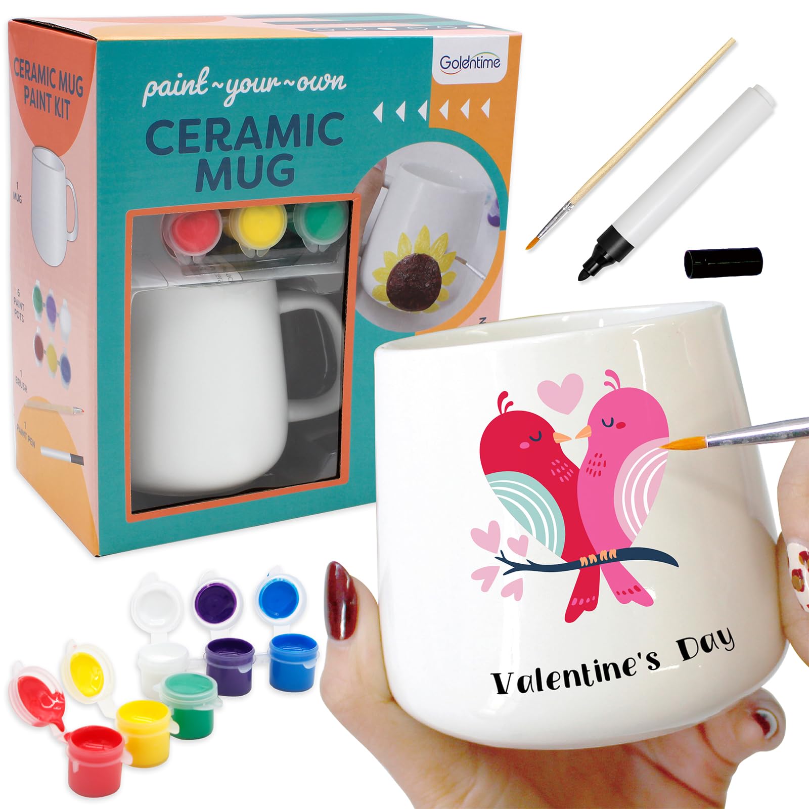 DIY Mug Painting Kit for Adults & Kids Includes Blank Ceramic Mugs to Decorate, Paintable Mugs, and Painting Supplies– Paint Your Own Mug for Mother's Day Father's Day Gifts!
