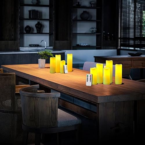 Miniatura 8 de NICEME Velas impermeables sin llama para exteriores con control remoto y temporizadores, velas LED de plástico color marfil, velas parpadeantes que