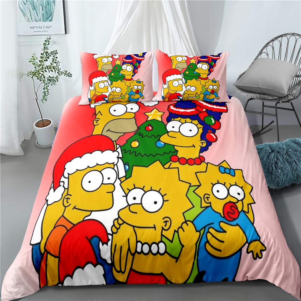 Meete Men's White Bedding Set For Adult Kids, Boys The Simpsons Duvet Cover Set, Bedding Set With Pillowcase (Style 07,Single(135X200cm))