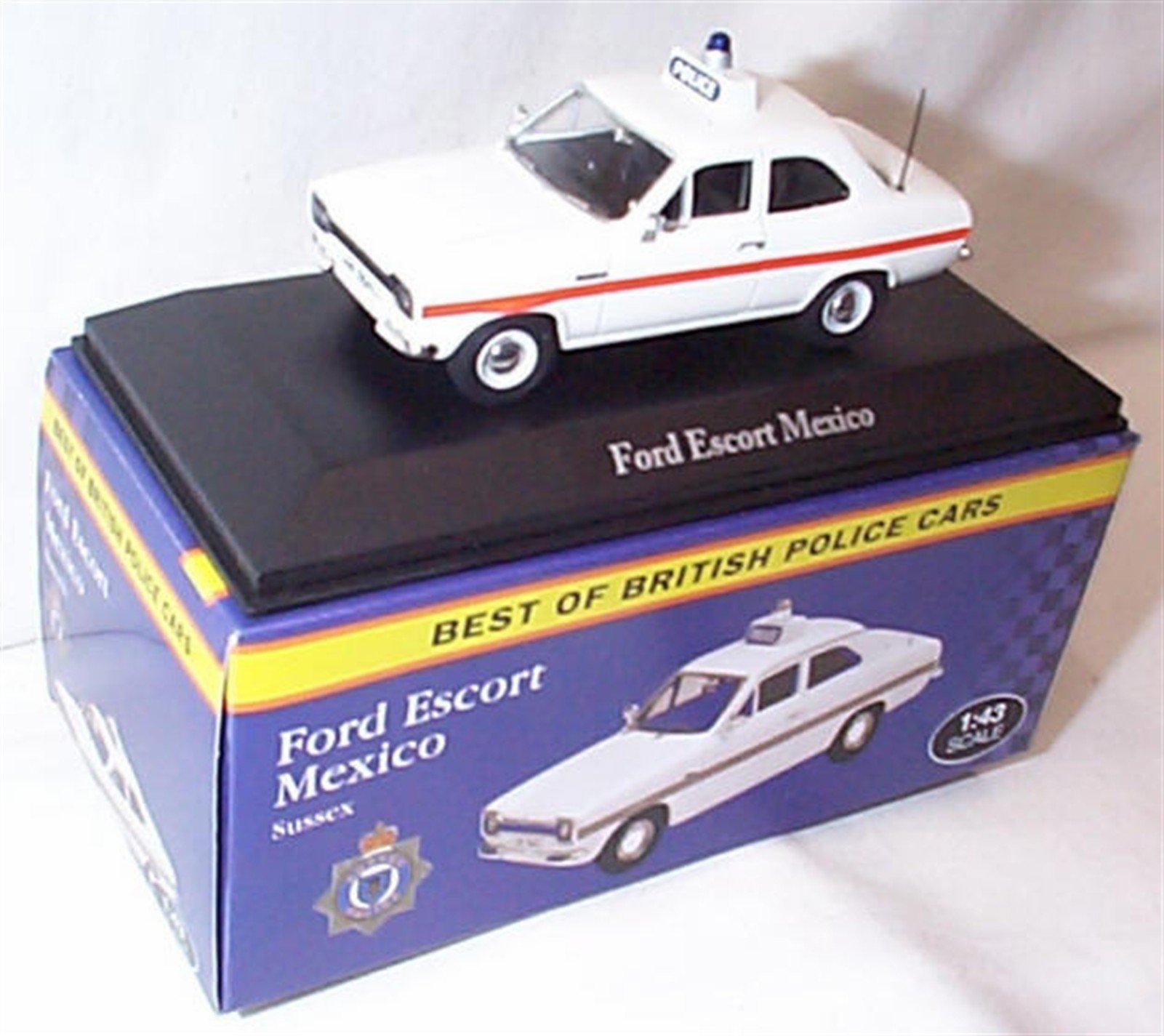 atlas editions best of british police white F0RD escort mexico sussex car 1.43 scale diecast model