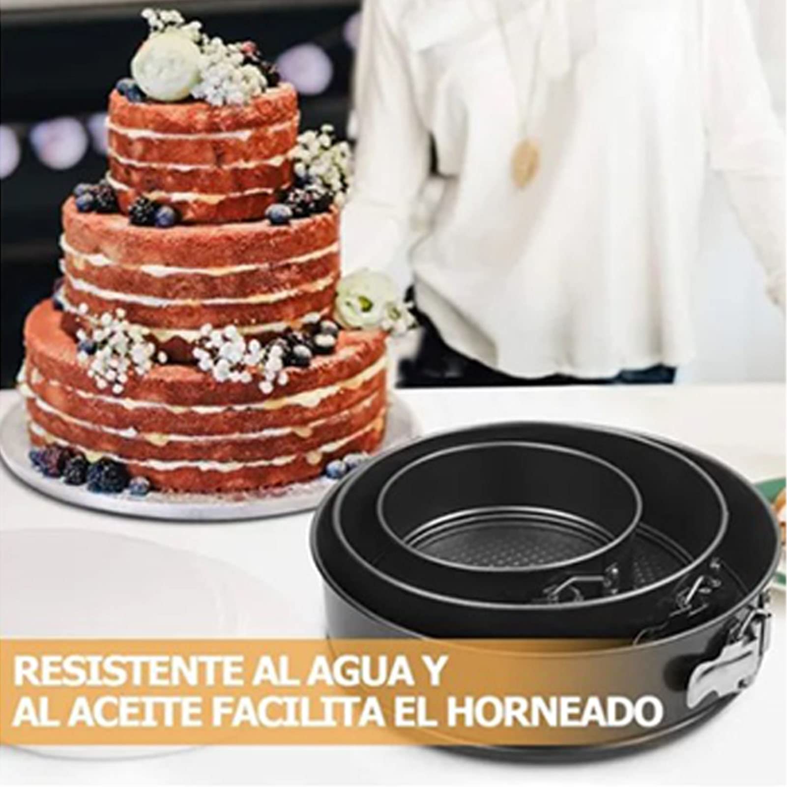 3Pcs Cheesecake Pan Set,Non Stick Round Cake Pan Bakeware Baking Pans Cheesecake Pan Springform Pan Set Cake Molds Black