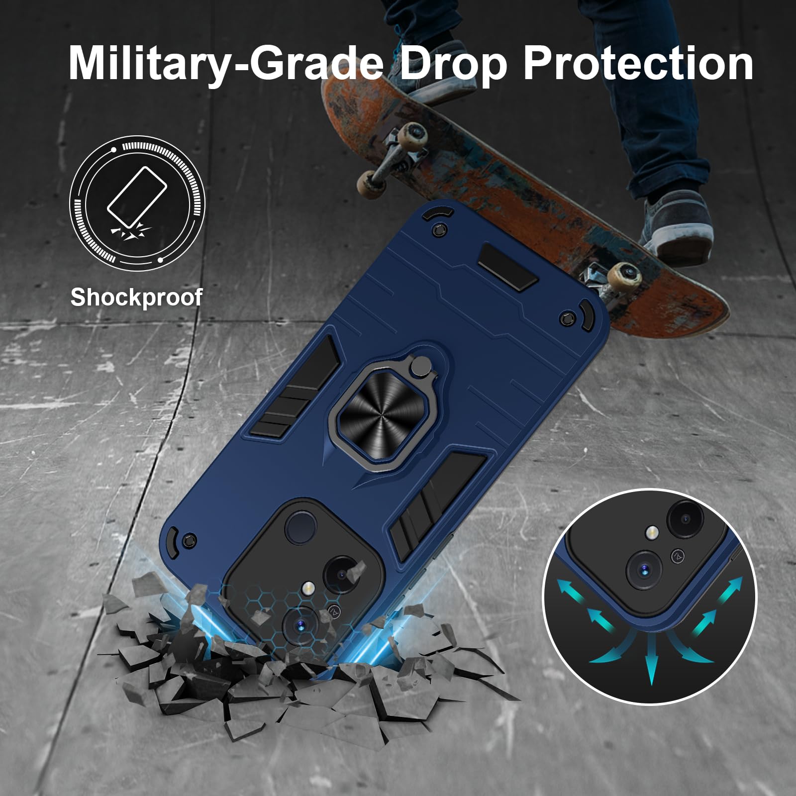 Funda para Xiaomi Redmi Note 15 Pro 5G, Carcasa Antigolpes con Soporte anular metálico, Case Protectora de Grado Militar, Azul — view 406