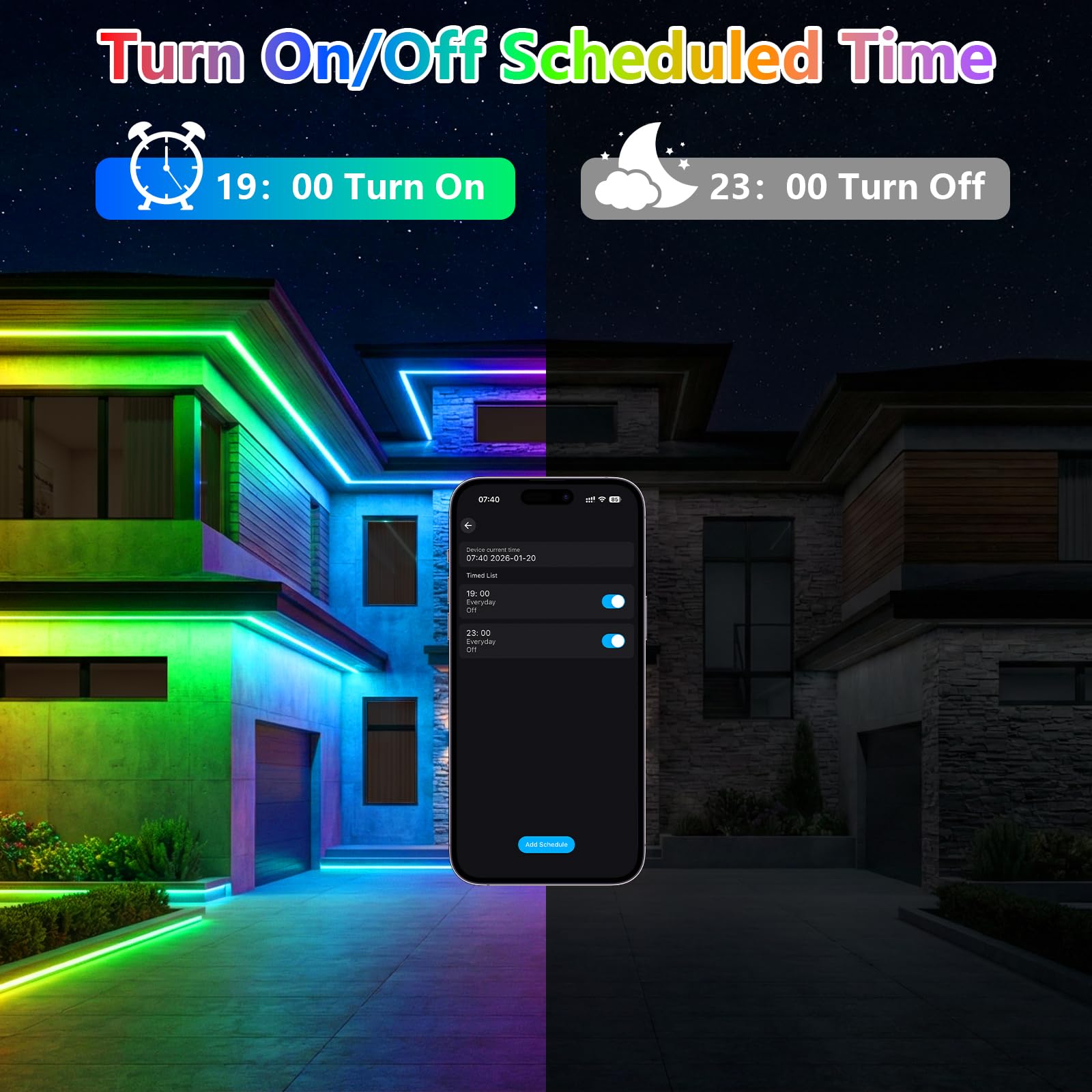 Neon LED Strip RGB+IC 5M, 5V USB LED Streifen mit Fernbedienung | 360 Grad Rund Neon, IP67 Wasserdicht, mit Timer Musik Sync APP Steuerung für Pavillon Dachvorsprung Steinsäulen Oudoor Deko