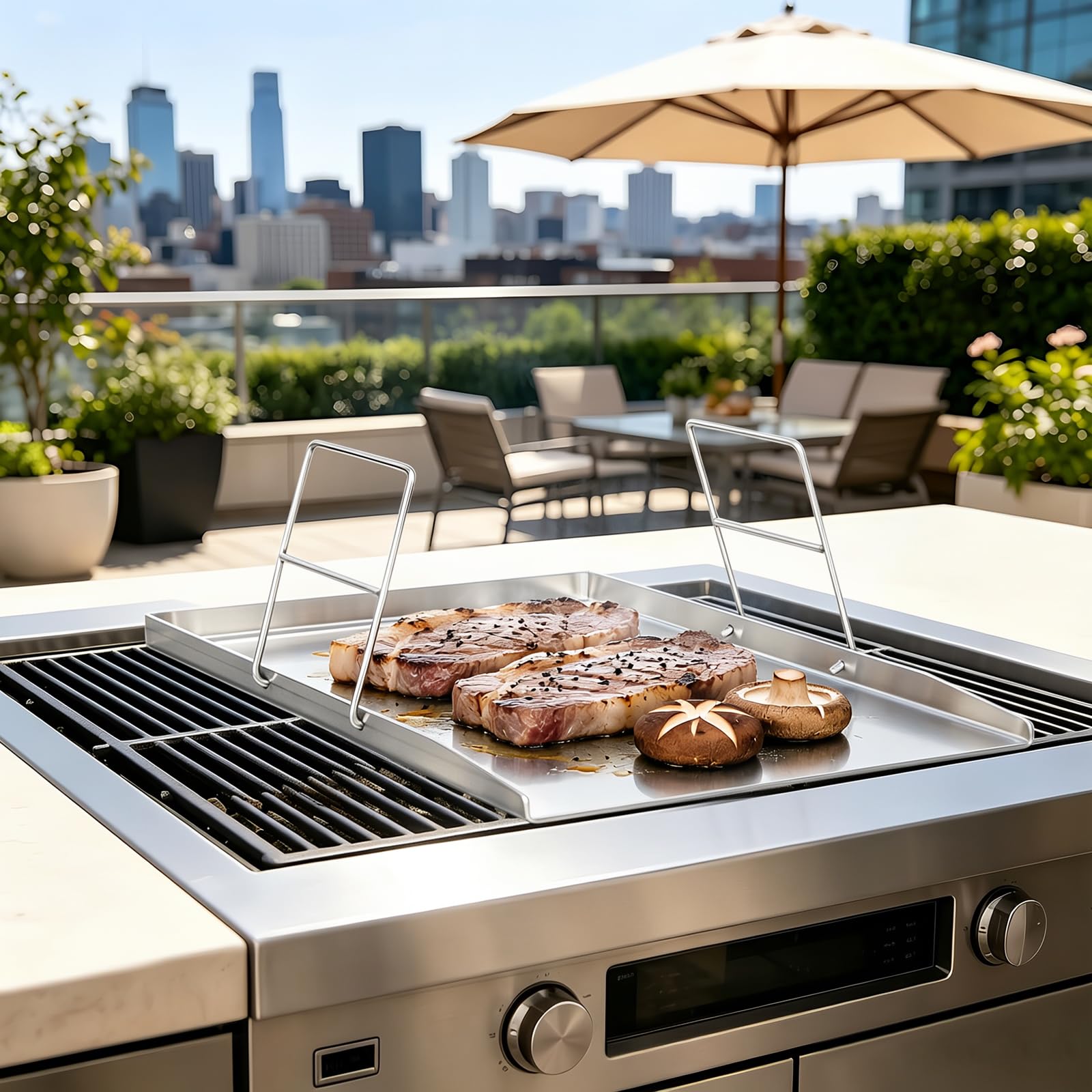 Piastra in acciaio inox, 48 x 34 cm, per forno, barbecue