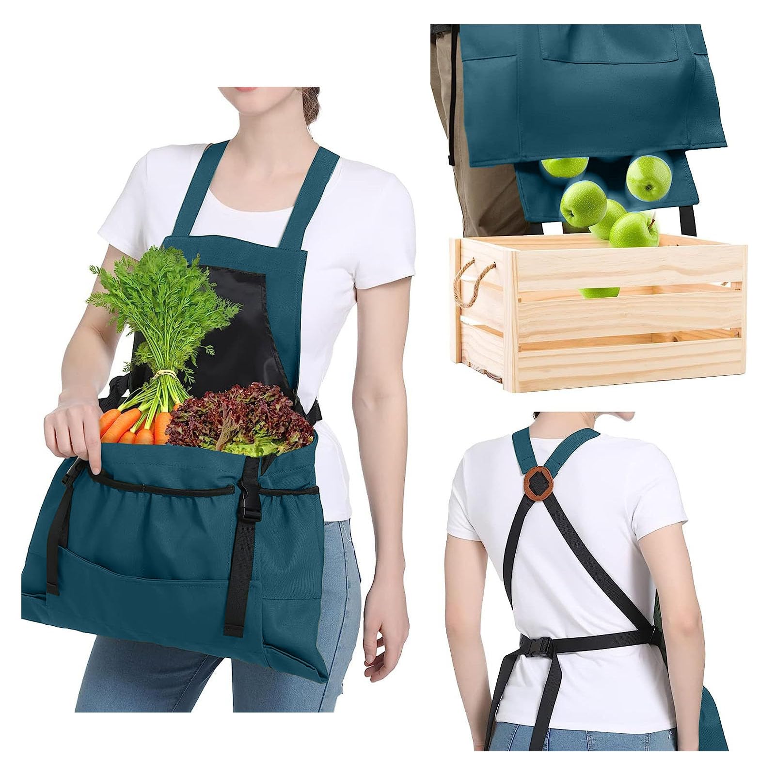HERCHR Gardening Apron,Oxford Cloth Gardening Apron With Pockets,Garden Apron Thickening Garden Tool,Canvas Garden Apron Fruit Picking Bag Vegetable Berry Garden Picking Bag for Women and Men - Image 2