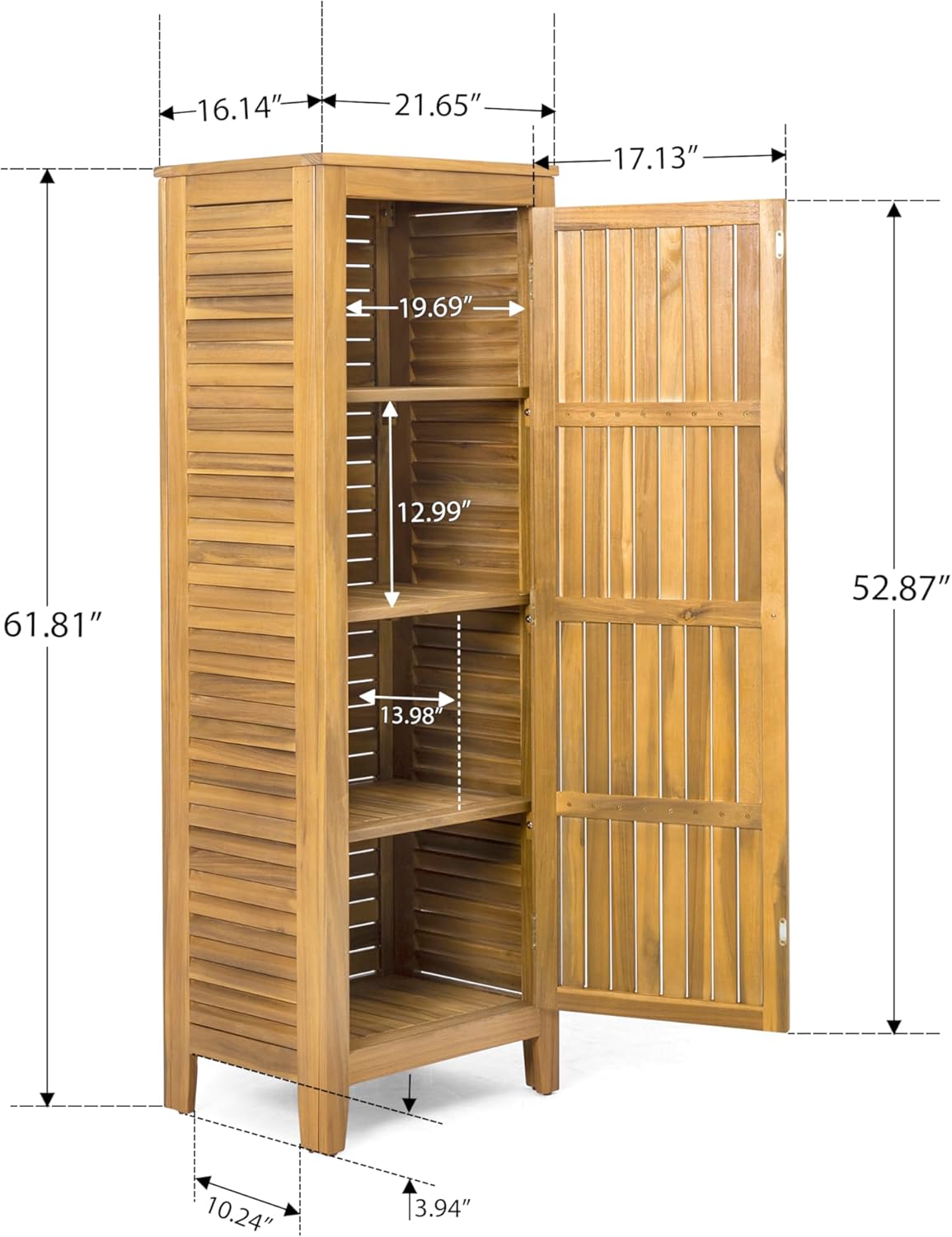 Christopher Knight Home Patio Gribs Acacia Wood Storage Cabinet,Garden/Poolside Tool Sideboard,Outdoor Wooden Cabinet with Shelves, Sturdy Construction, Teak Finish
