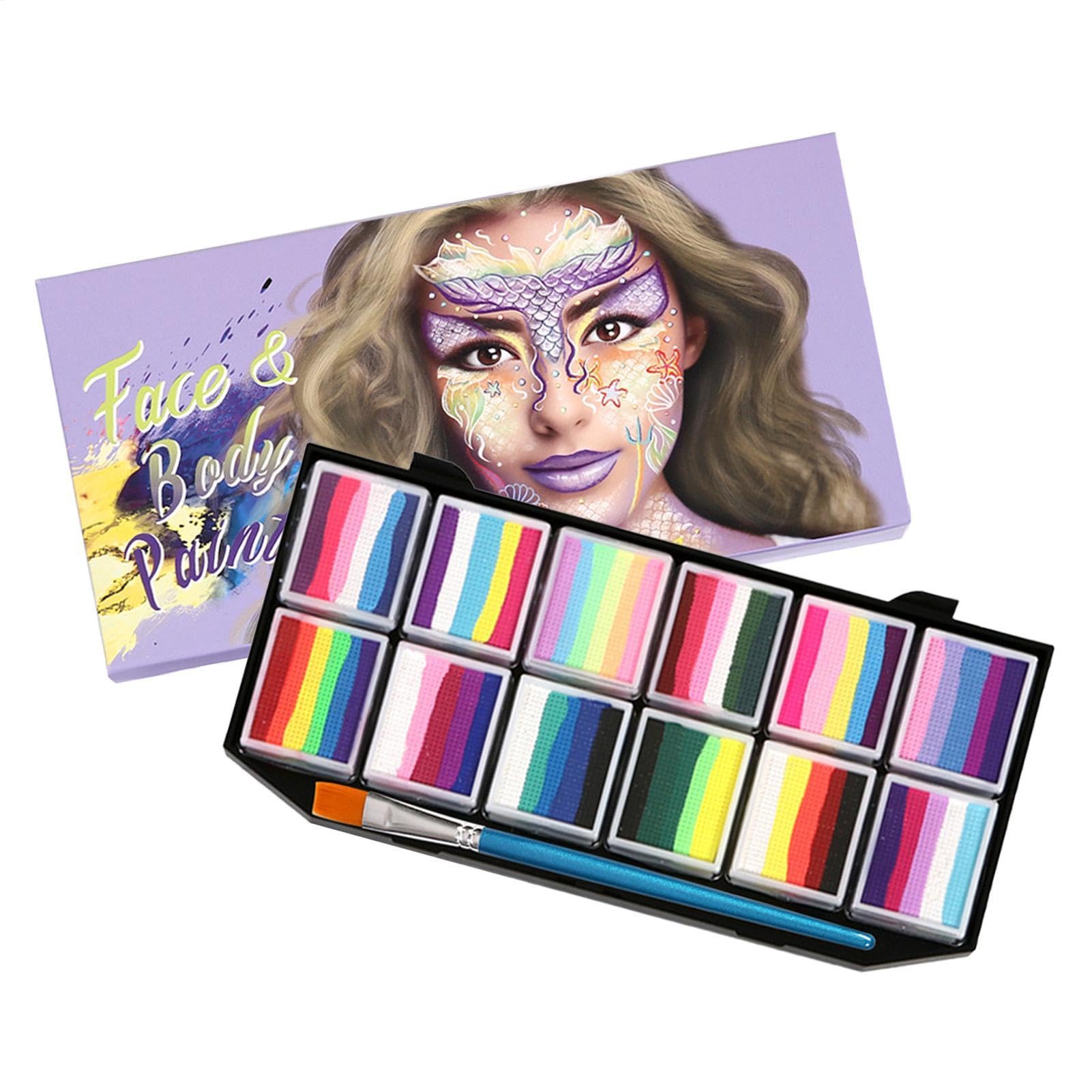 Palette di colori per viso e corpo, 12 colori, a d'acqua
