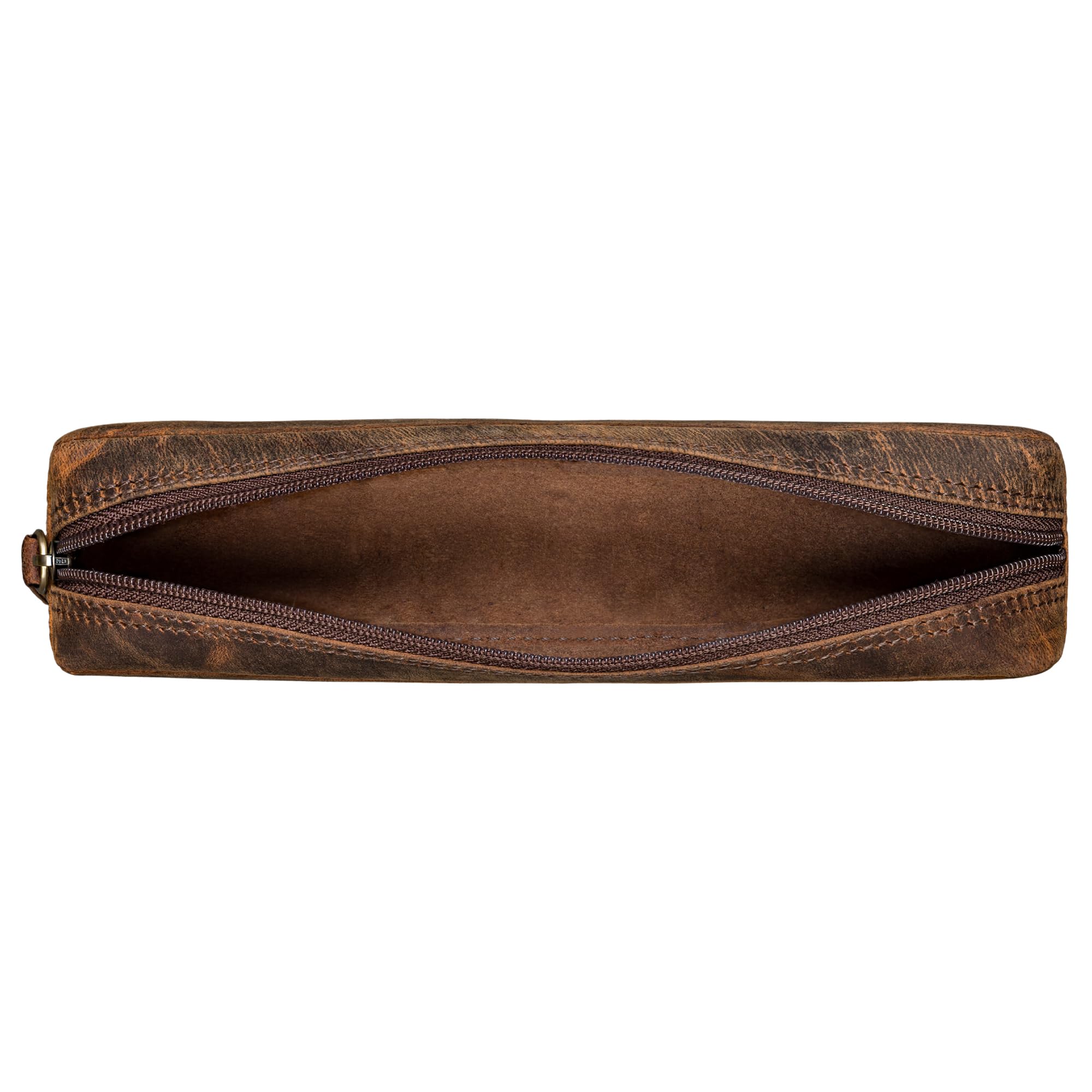 STILORD "Preston" Pencil Case Leather Vintage Pen Pouch Round Organiser Gift for Women Men Stationary Slim in Genuine Leather Colour:Kreta - Image 3