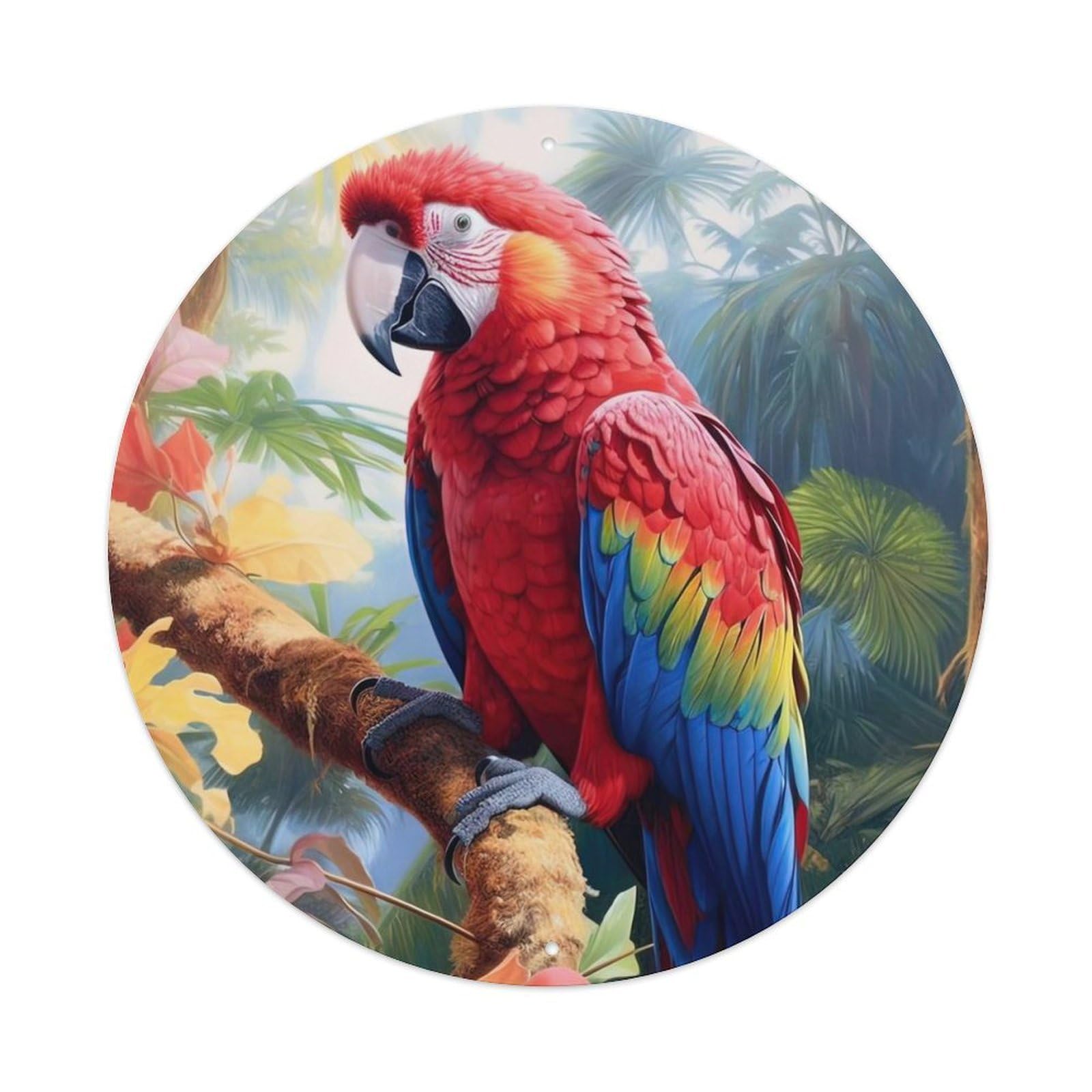 Animal Parrot on The Branch Artwork Metal Tin Sign
