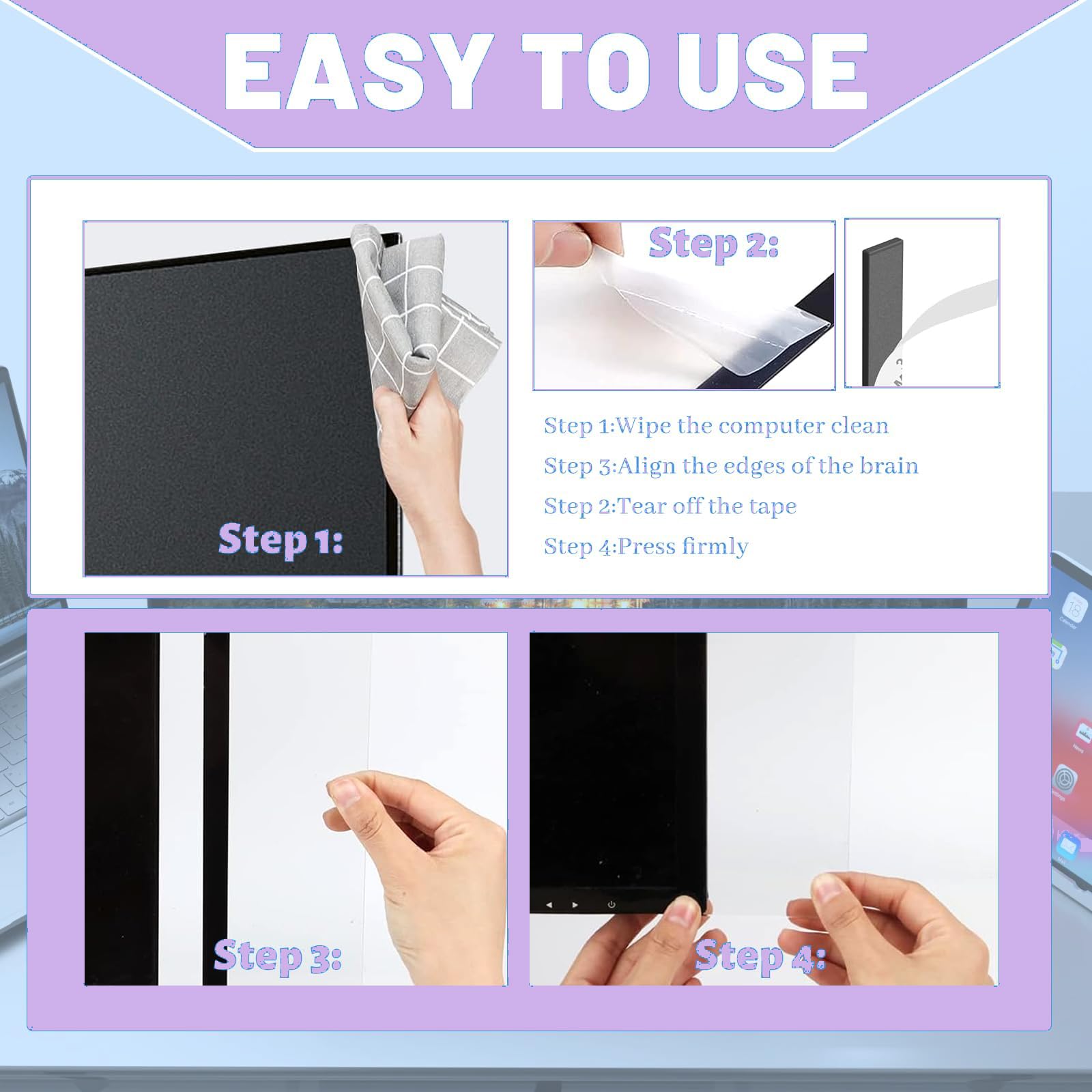 Tablero de Notas Acrílico para Monitor,2 Pcs Laterales Transparentes Autoadhesivos Soporte para Notas y Mensajes Tablero de Monitor de Panel Acrílico Multifunción de Oficina para Escritorio