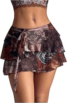 スカート Layered Cut-Off Vintage Fancy Mini-Skirt Layered Cut-Off Vintage Fancy Mini-Skirt