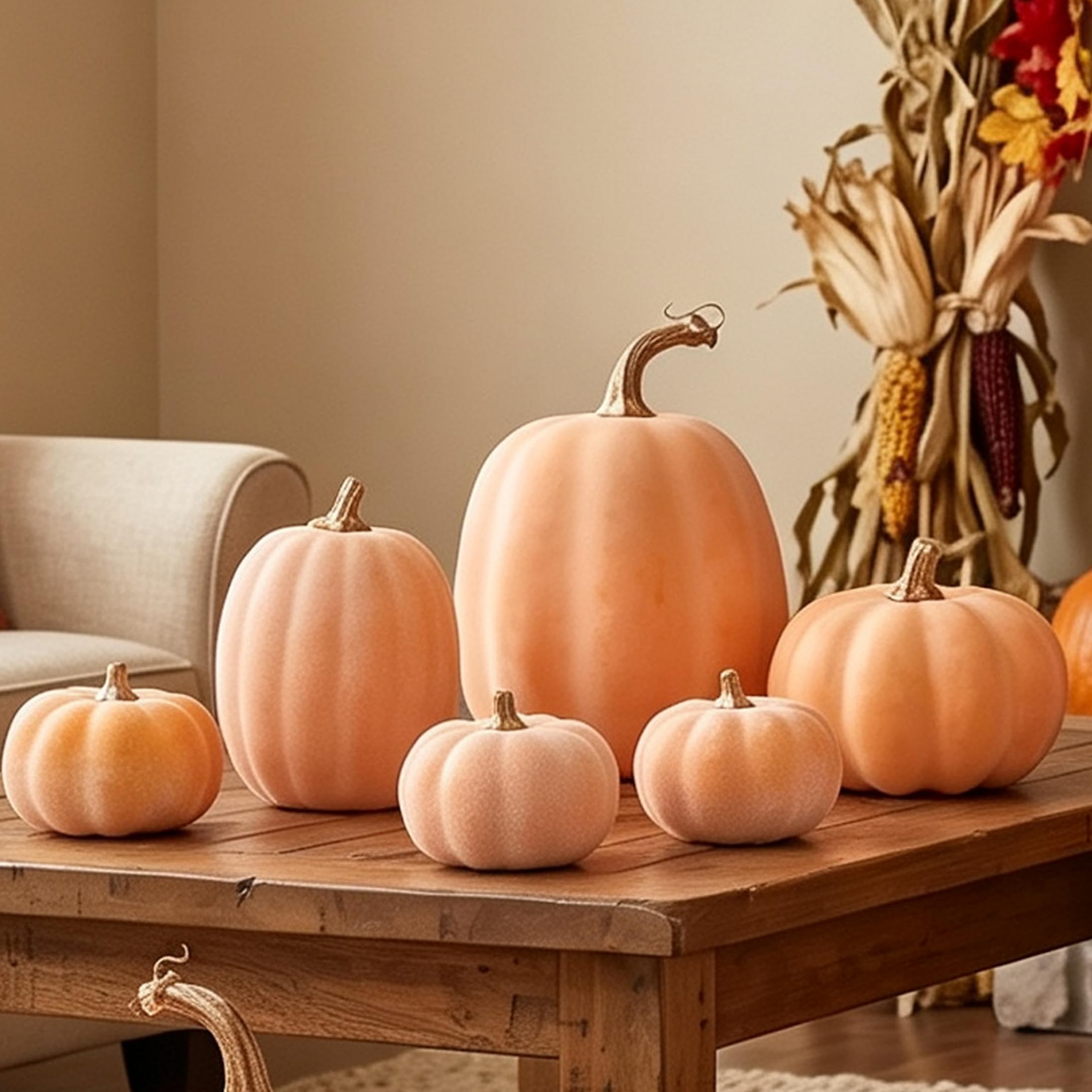 Zucca di Halloween Zucche artificiali da 10 pezzi in dimensioni assortite Arancione chiaro