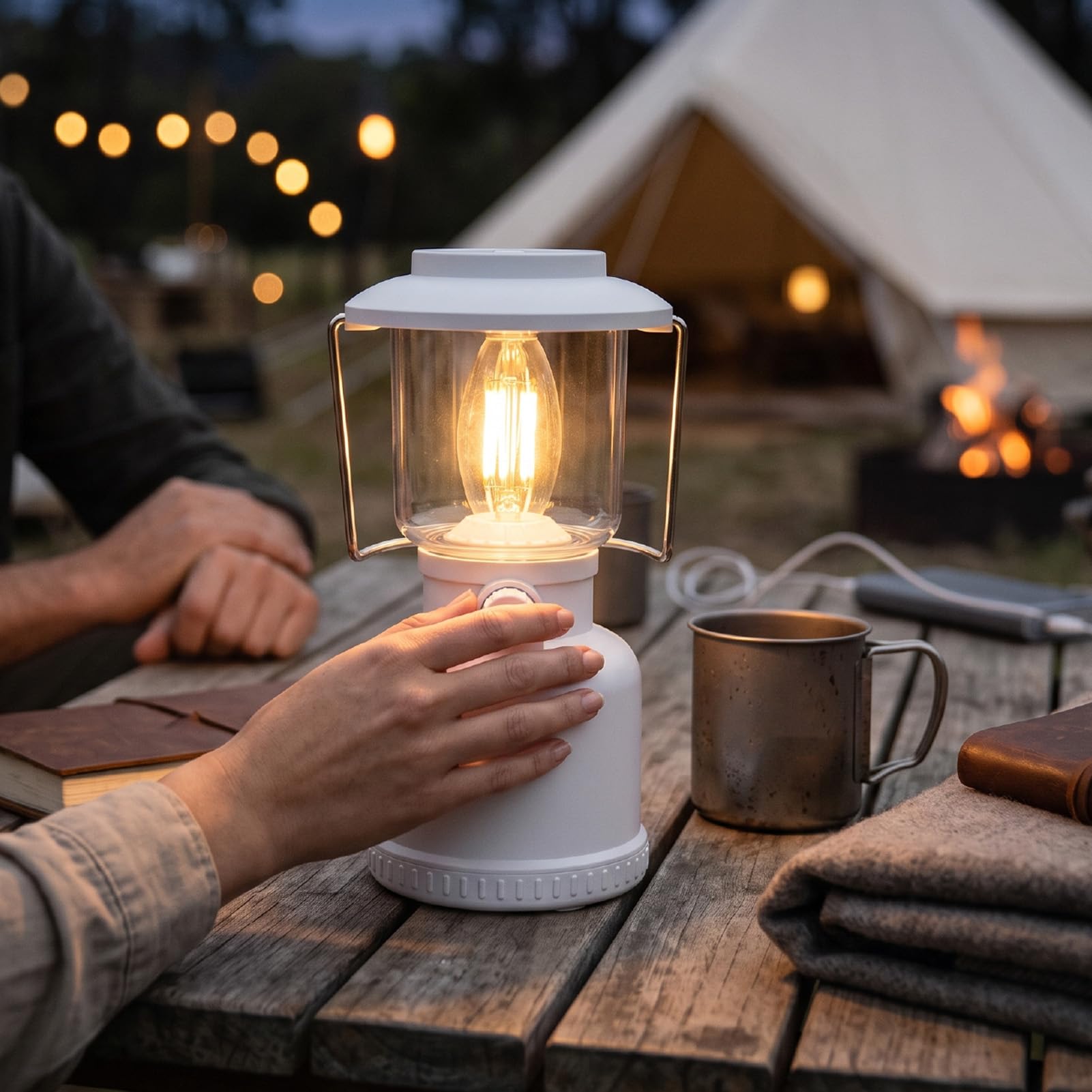 Lanterna da Campeggio Ricaricabile, Lampada di Emergenza | Impermeabile IP68, Batteria 1800 MAh per Uragani, Gancio per Tenda