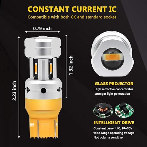 Miniatura 4 de PHINLION 7443 7444 Bombilla LED intermitente direccional, 3600 lm, súper brillante, 7440 7442 7443A 7444NA, bombillas LED intermitentes