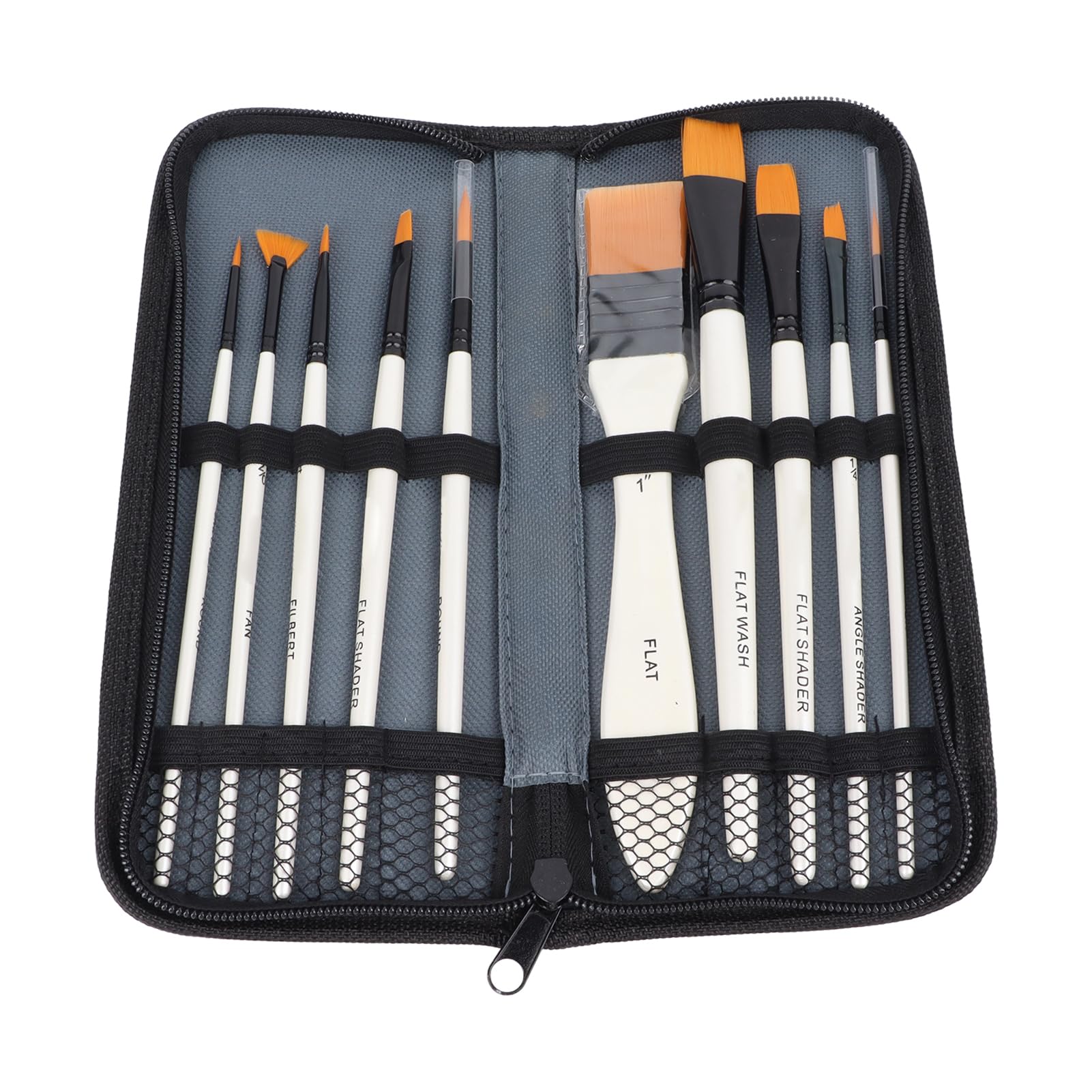 EMUKOEP Juego de Pinceles de Pintura para Artista Profesional, 10 Uds., para Gouache, Pintura Al óleo, Tamaño Marcado, Bolsa de Almacenamiento Incluida, Material: Madera, Lienzo