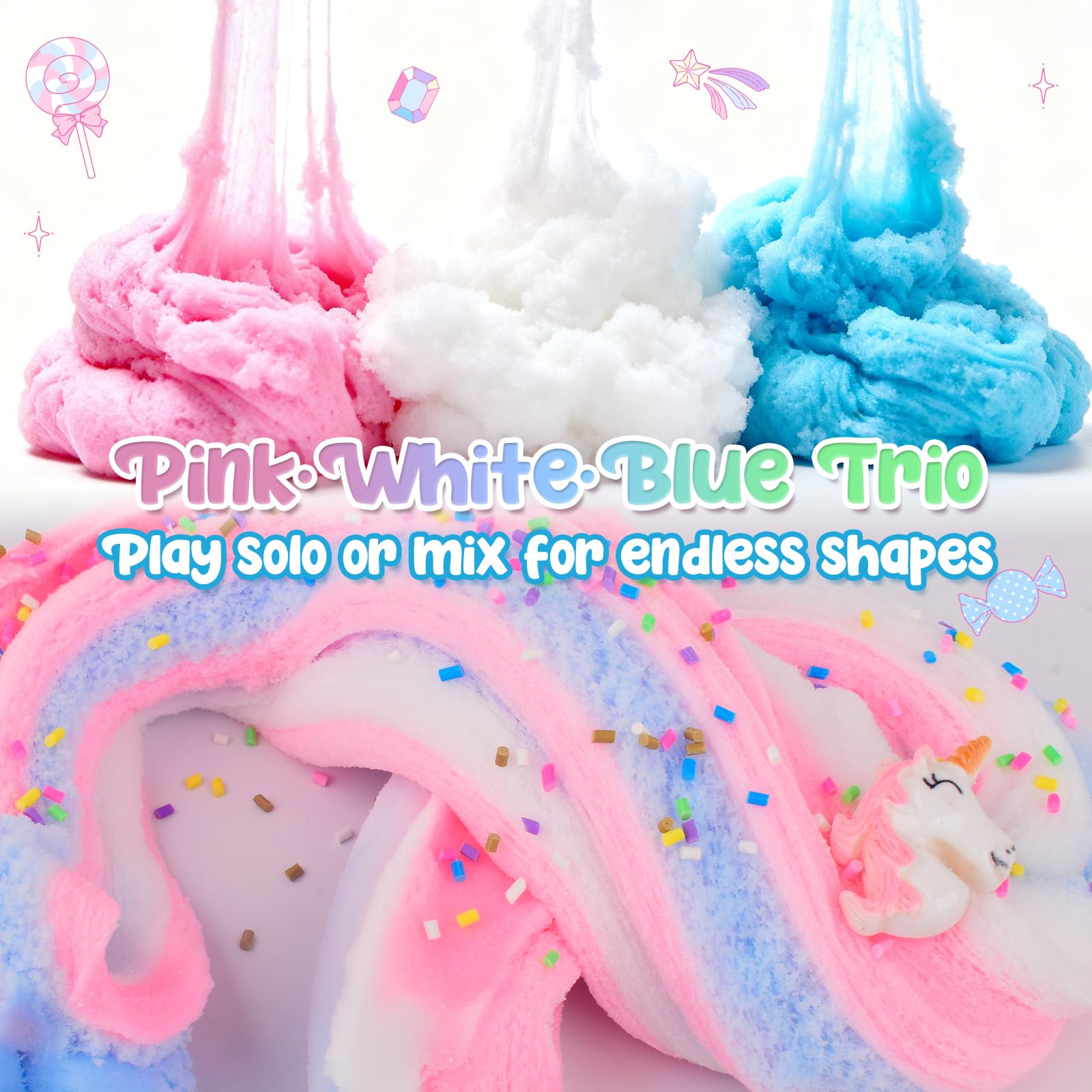 Slime Nuvola Unicorno, Kit Slime Profumato 200g Giocattoli Bambini, Accessori Carini Preppy per Ragazze e Ragazzi, Regali Compleanno Teenager 6-12 Anni, Omaggi Festa e Regali Calze 8-13 Anni