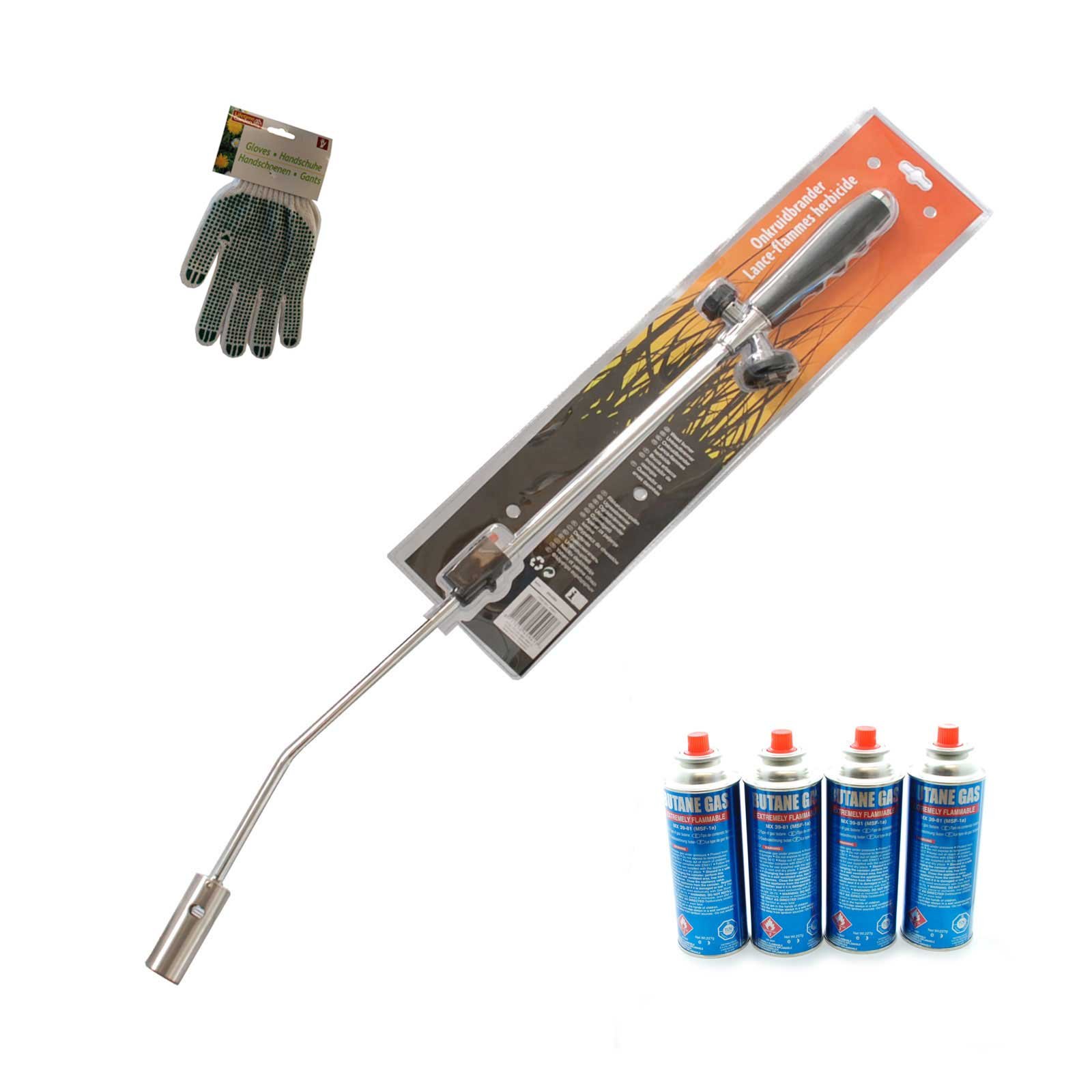 Silver Kinzo Top Of The Range Weed Burner 80Cm + 4 Cannisters Of Butane + Gloves