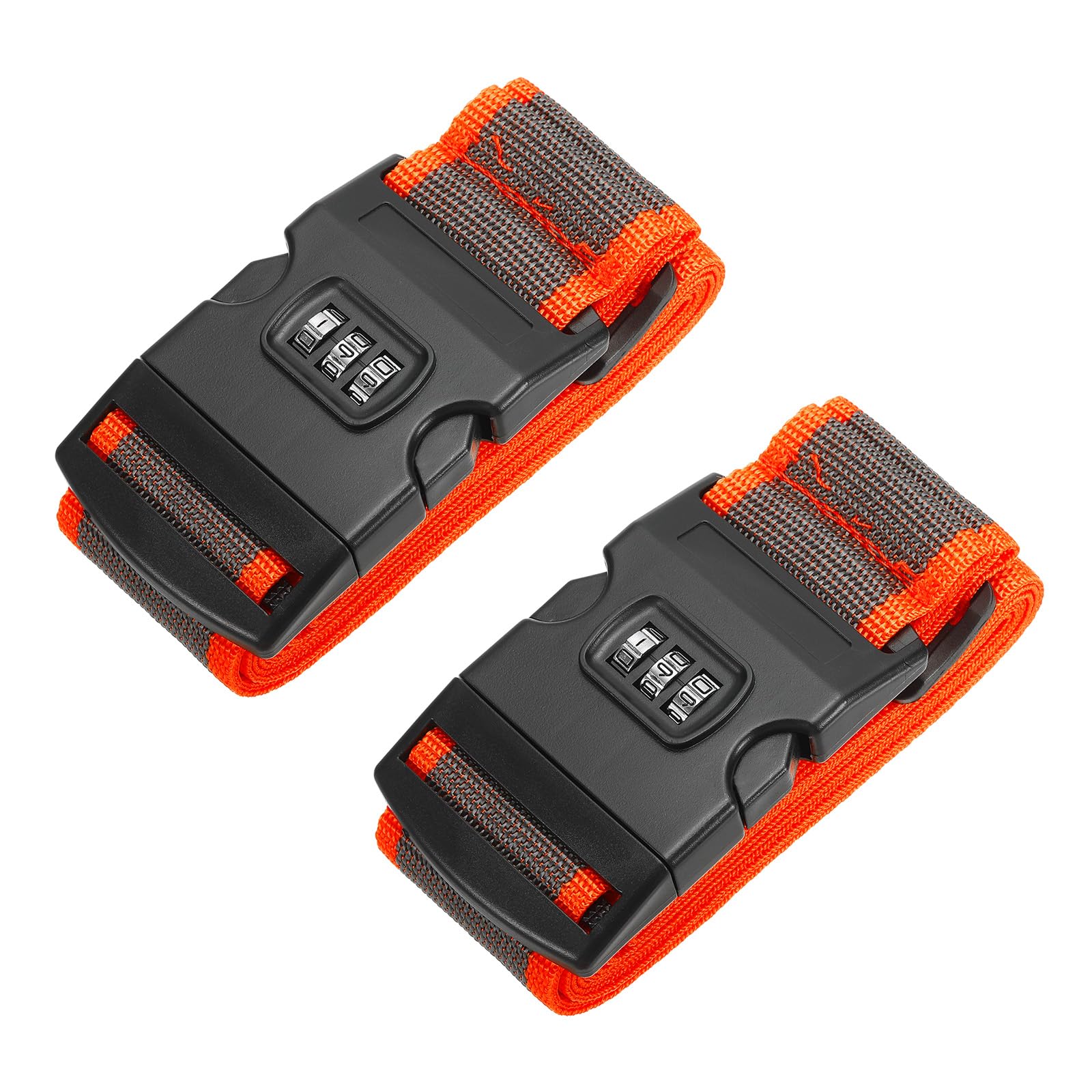 PATIKIL Luggage Straps, 2 Pack Suitcase Straps Adjustable Luggage Belts Strap with Combination Lock for Luggage Suitcases Travel, Gray Orange