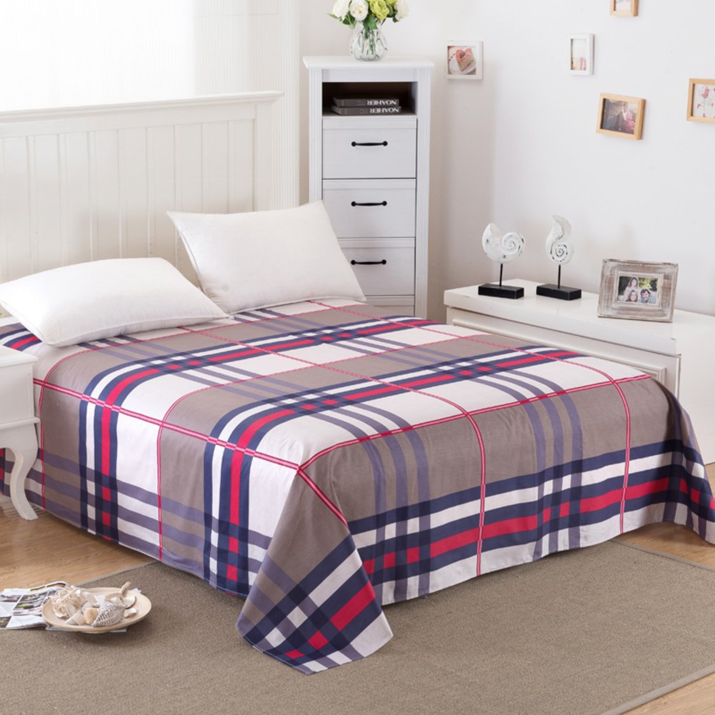 Drap plat en coton été 270x230 grand lit double et dortoir E