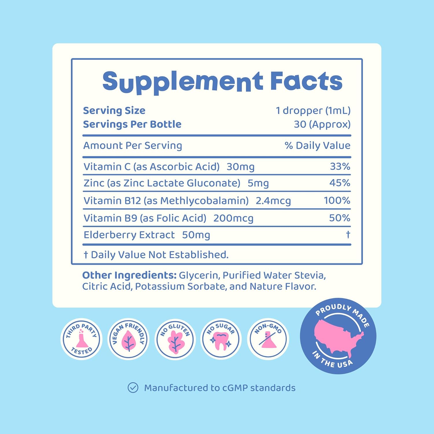 JoySpring Kids B Complex | Vitamin B Complex Liquid Drops with Elderberry, Zinc & Vitamin C | Support for Overall Wellness (1 fl oz) 30 Servings (Pack of 2)