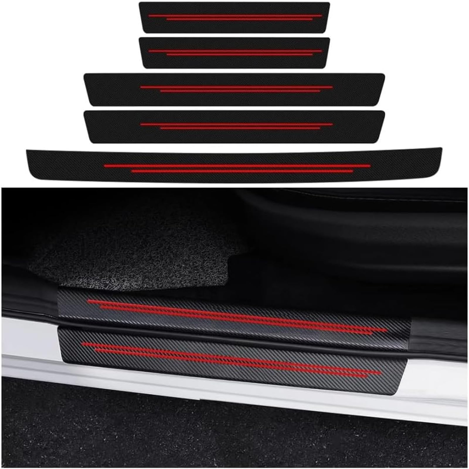 Seuil porte voiture carbone Dacia Duster 3 2024-2025 protection de marchepied 5 pièces