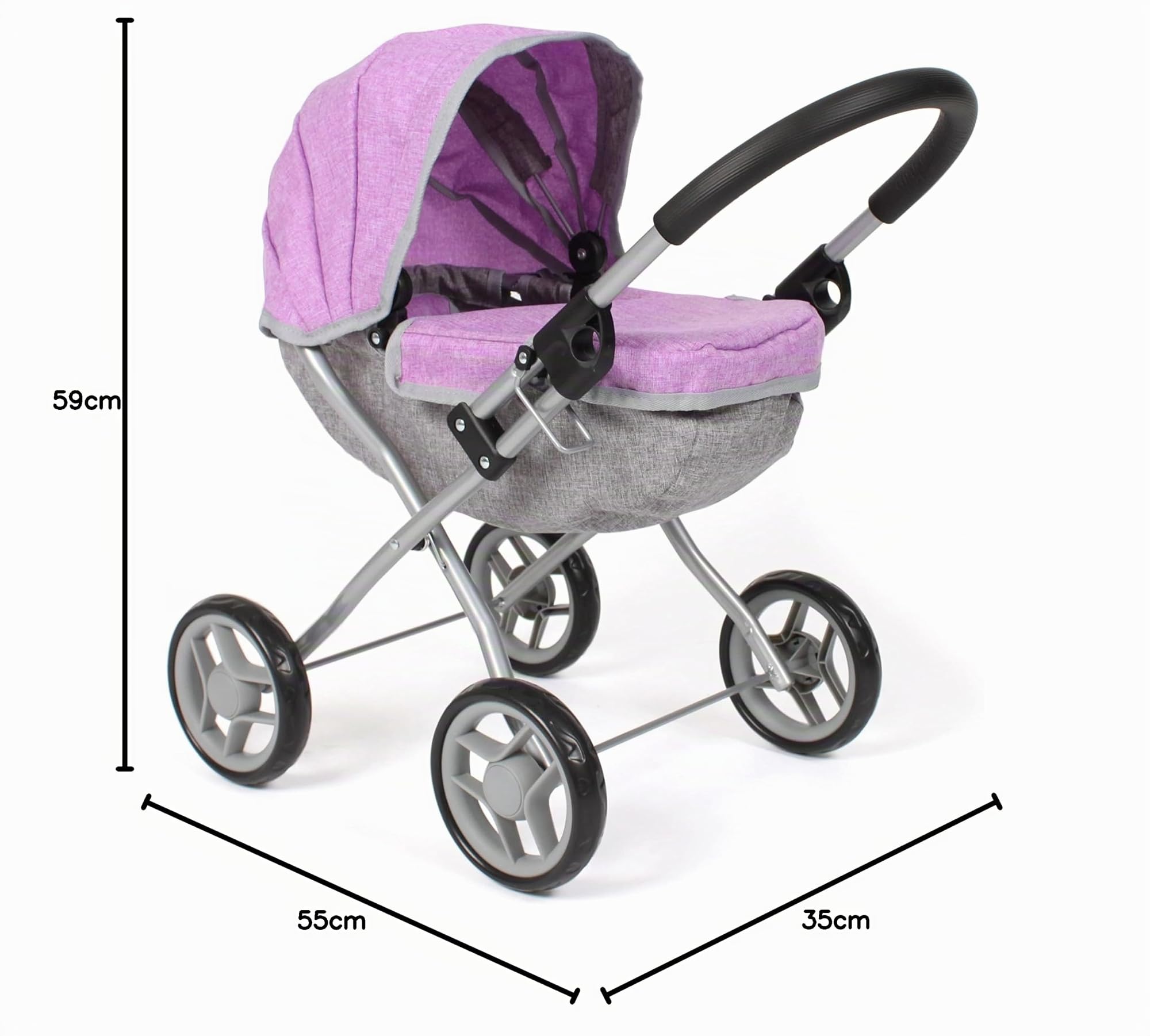 Bayer Chic 2000 Passeggino per bambole Lilli, piccolo passeggino per bambole, colore: viola melange 550-69
