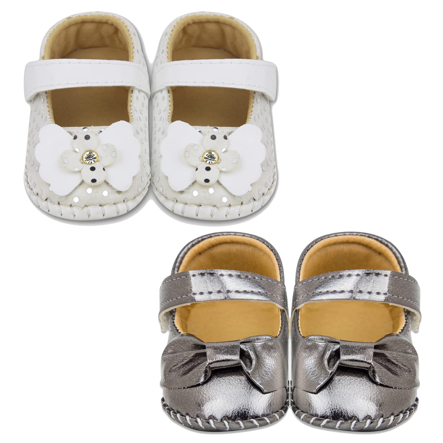 Neska Moda 6 To 12 Months Baby Girls Synthetic Leather Sandal Booties (White,Black,Silver) -BT1205andBT1213 (B0B5MZ2MD8) Amazon Price History, Amazon Price Tracker
