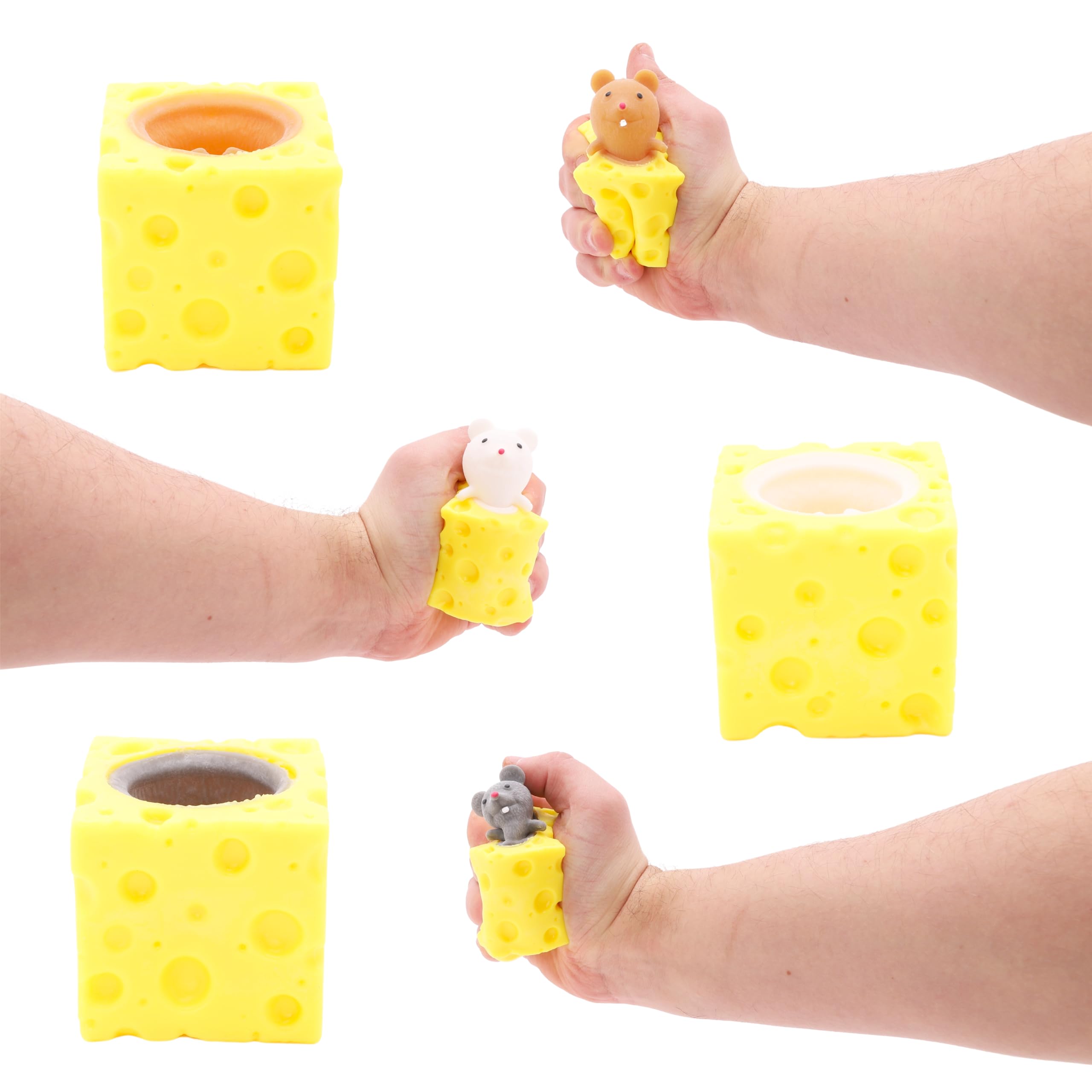 Toyland® Mouse 'n' Cheese - Novelty Squeeze Toys - Assorted Colours - 1 Chosen At Random