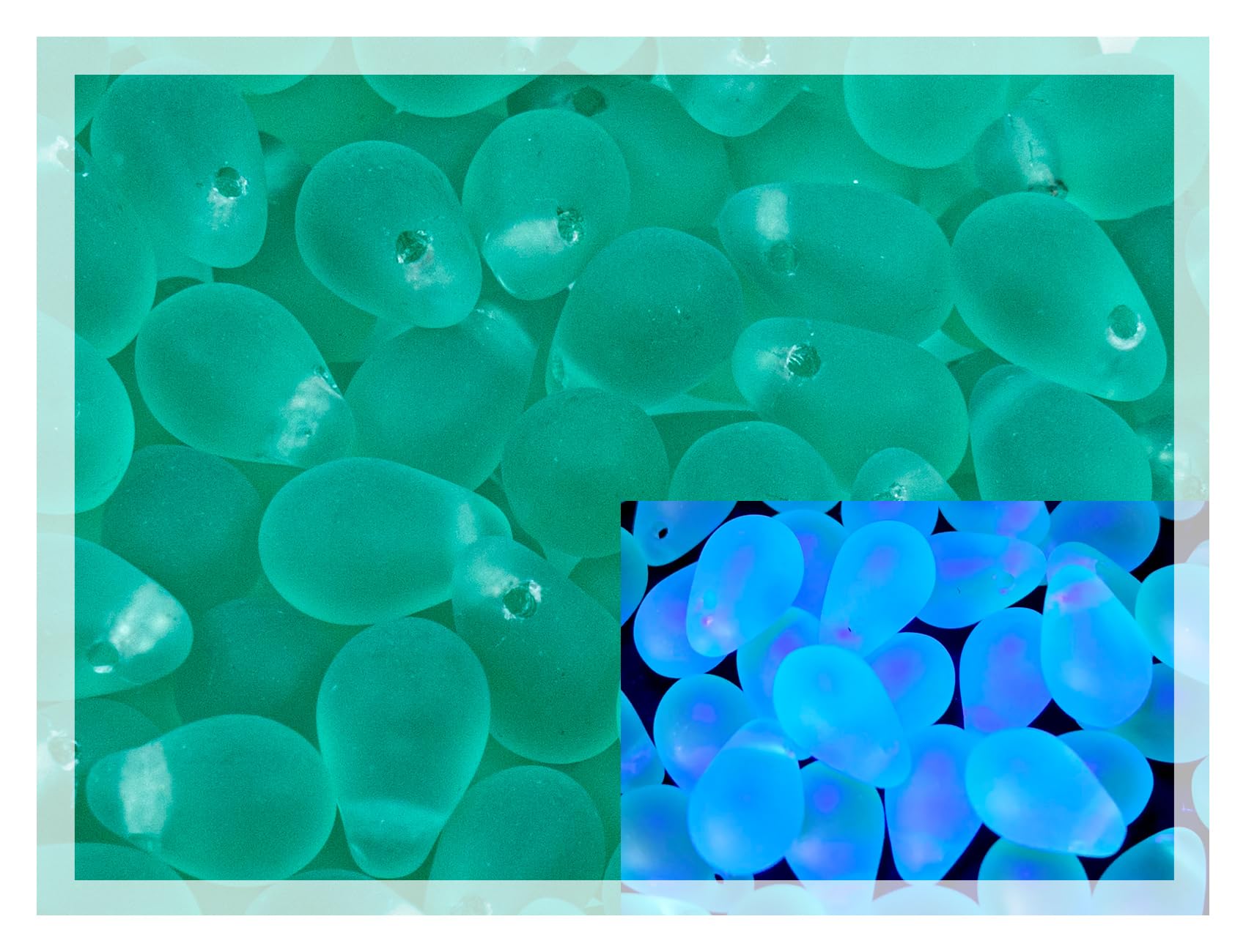 60 g Mix of Unique Czech Bohemia Glass Pressed Beads, Rocailles, Opaque Turquoise Green Copper Crystal Silver, Matte and Glossy, Hand Made BCV — view 47