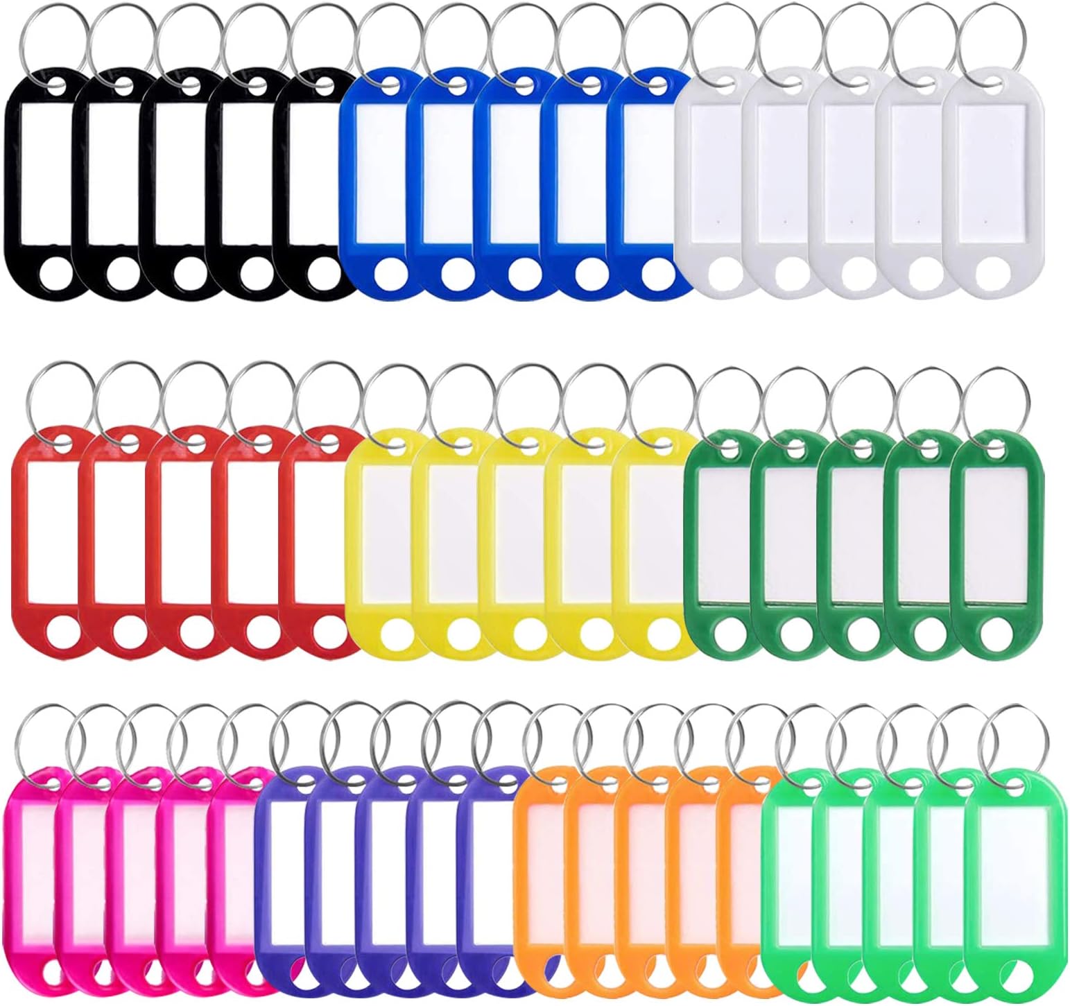 YuZhou 50 PCS Key Tags,Key Fobs Labels Rings Name Tags Key Label Tags with Split Ring Paper Plastic Key Tags with Labels Heavy Duty for Luggage Pet Id Name Office 10 Color