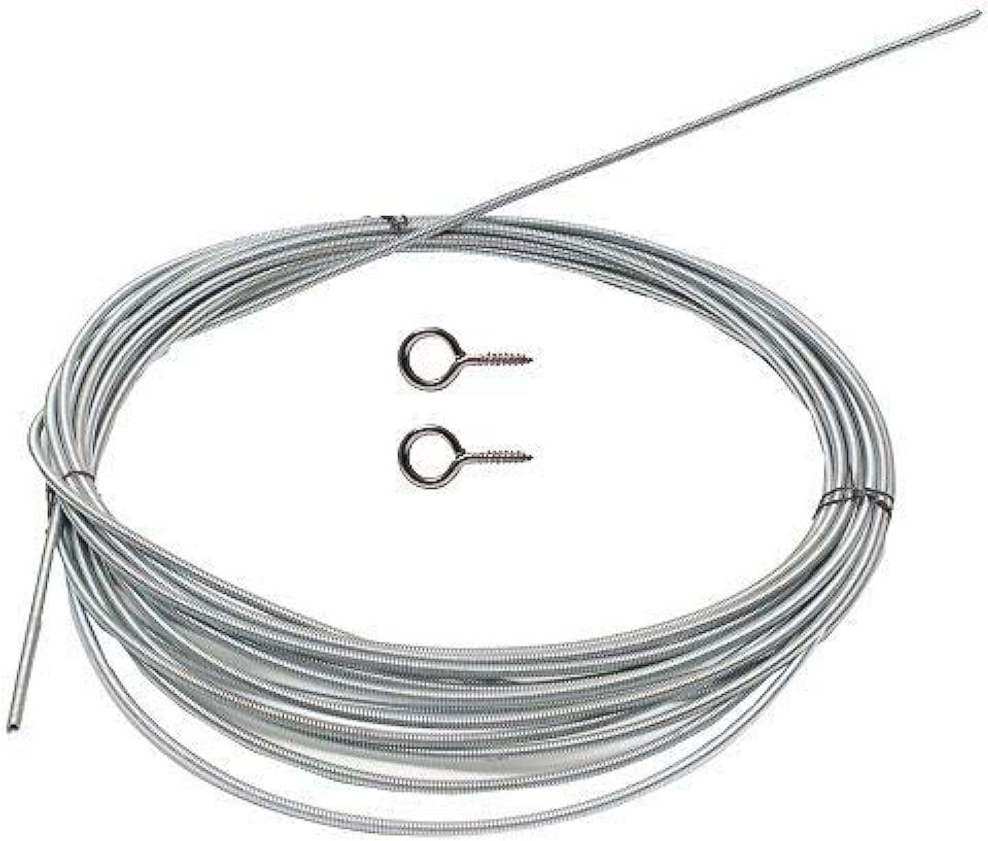 NexStar Aluminium Window Net Curtain Wire Spring Cord Kit with Hooks and Eyes (Silver, 2 m)