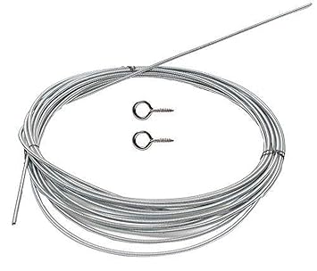 NexStar Aluminium Window Net Curtain Wire Spring Cord Kit with Hooks and Eyes (Silver, 2 m)