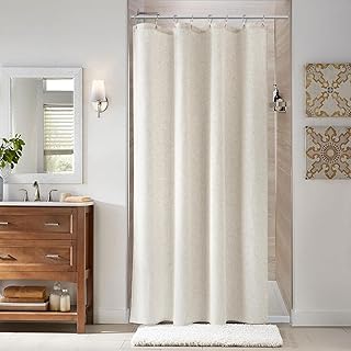 Naturoom Linen Shower Curtain 48x72 Inch for Bathroom Beige 1 Panel