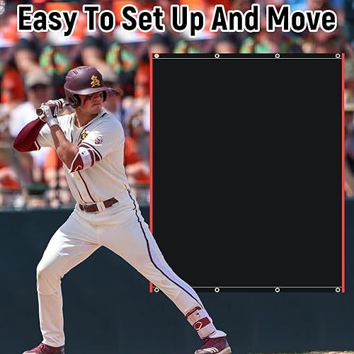 Miniatura 7 de Backstop de bateo de béisbol portátil 6x8FT Configuración rápida de servicio pesado para entrenamiento de garaje en el patio trasero Ideal para la
