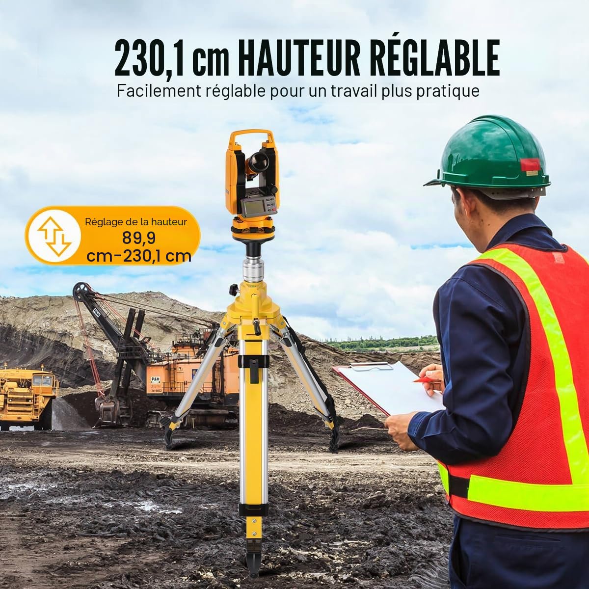 Trépied d'ascenseur pour niveau laser, trépied d'arpentage avec pieds réglables, trépied de niveau laser réglable pour instruments d'arpentage, lasers rotatifs croisés
