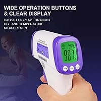 Vista 7 de HUHETA Termómetro infrarrojo para adultos, termómetro de frente sin contacto con alarma de fiebre, lectura precisa y función de memoria