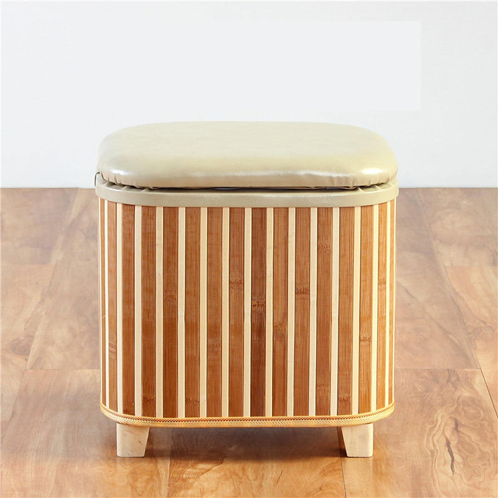 Repose-pieds ottoman poufs tabouret de rangement en bambou de 32cm pour salon