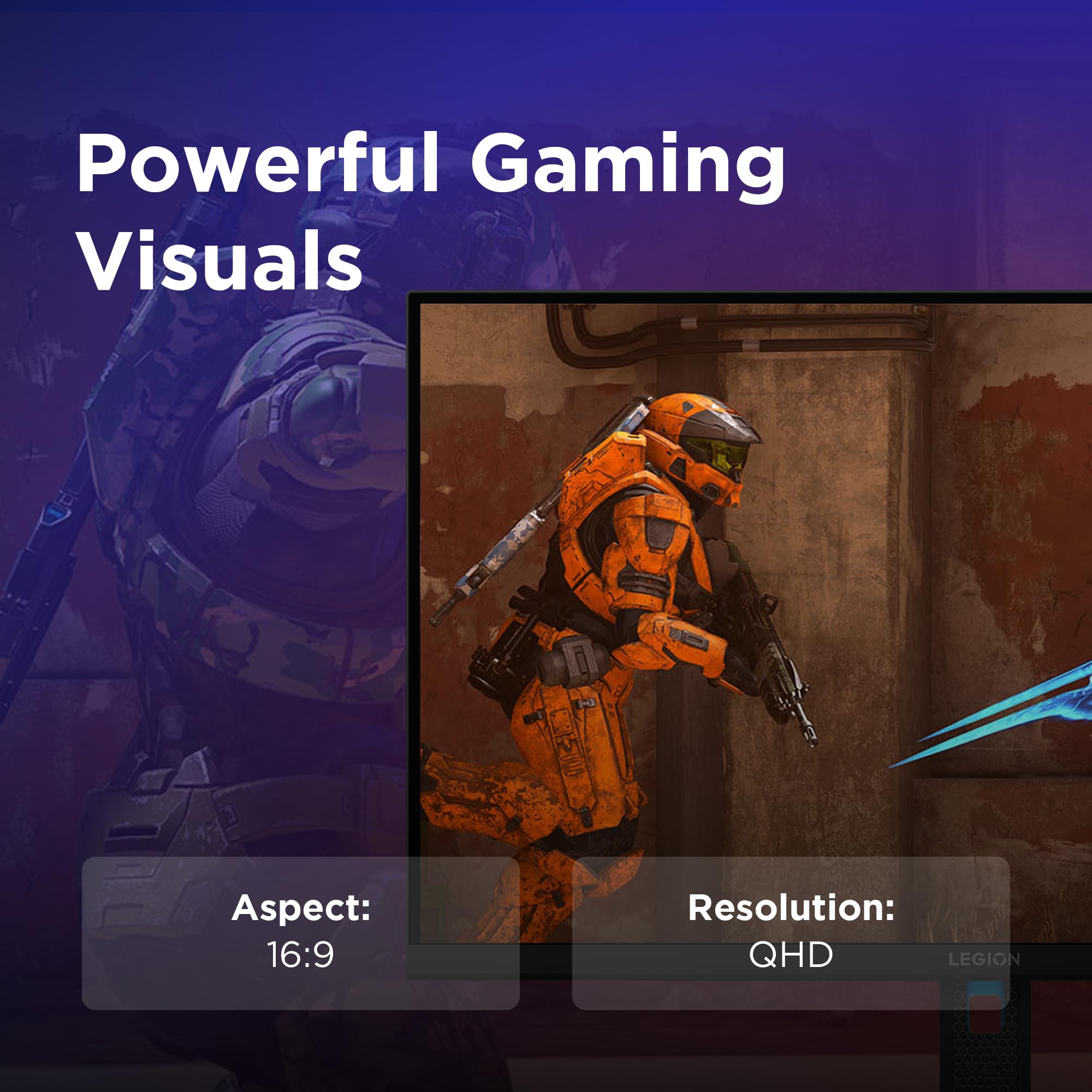 Lenovo Legion R27qe Gen 2 Gaming Monitor 27" QHD (2560x1440) IPS, 0.5ms MPRT, 200Hz, Ports 2x HDMI 2.1 + DisplayPort 1.2, DisplayPort Cable included - Raven Black — view 9