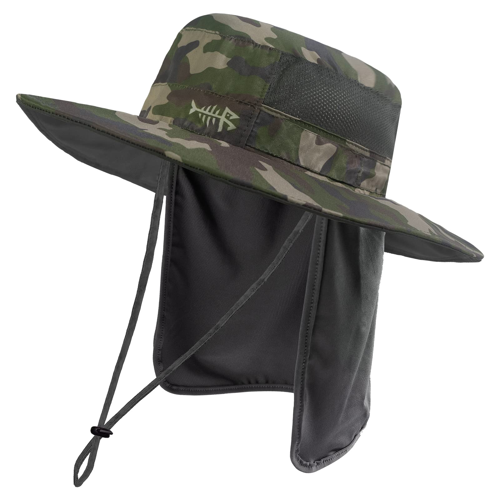Bassdash Sonnenhut Fischerhut Bucket Hut UPF 50+ UV-Schutz Wasserdichter taktischer Angelhut mit breiter Krempe Einstellbare Größe mit Abnehmbarer Halsklappe für Männer und Frauen