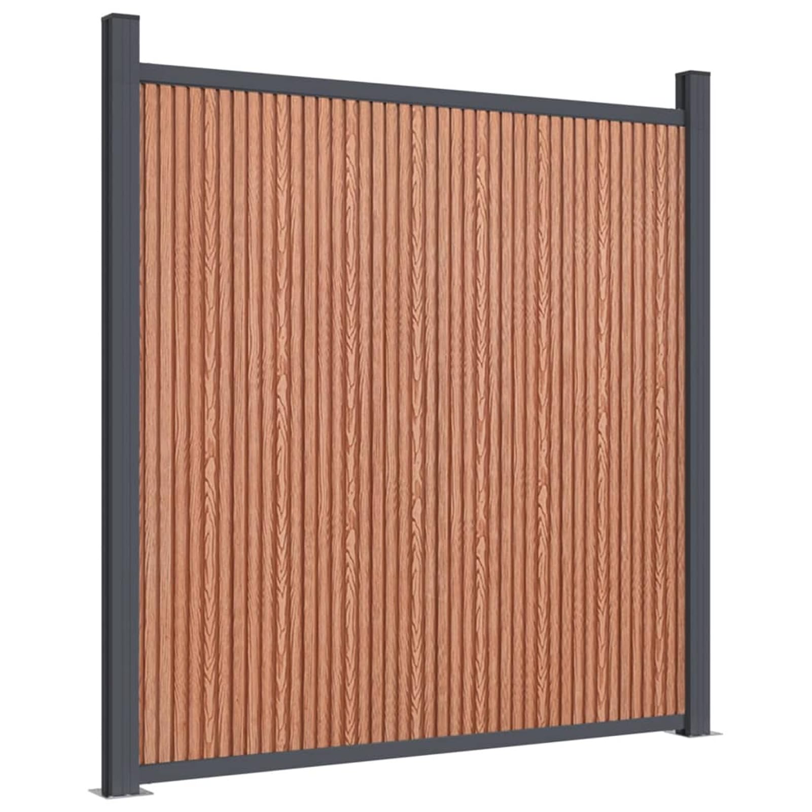 Panel de valla con 2 postes marrón 180 x 186 cm WPC, juego de paneles de valla de jardín, material WPC robusto y duradero, sistema modular con opciones de montaje flexibles, componentes de