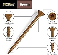 Vista 2 de Deck Plus Tornillos para valla y madera exterior con revestimiento epoxi de 2-1/2 pulgadas #10 x 2-1/2 pulgadas, rosca gruesa incluida, tornillo
