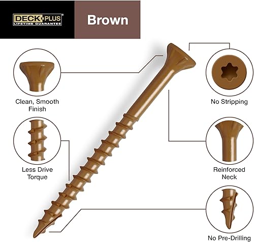 Miniatura 10 de Deck Plus 48466 Tornillos para madera #10 x 3", acero inoxidable, caja de 1 lb