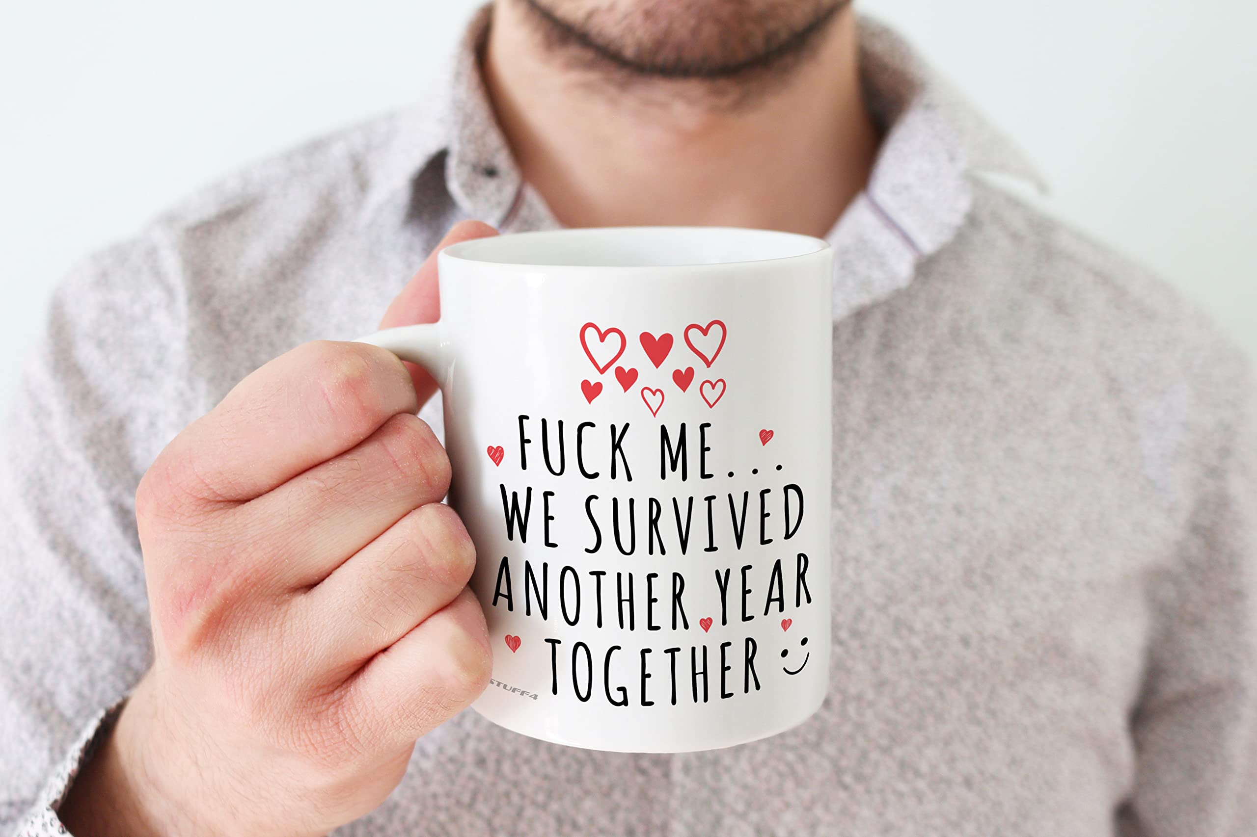 Stuff4 Cute Mug for Him Her, F**k Me We Survived Another Year, Anniversary Mug for Boyfriend Girlfriend Husband Wife Partner - Image 4